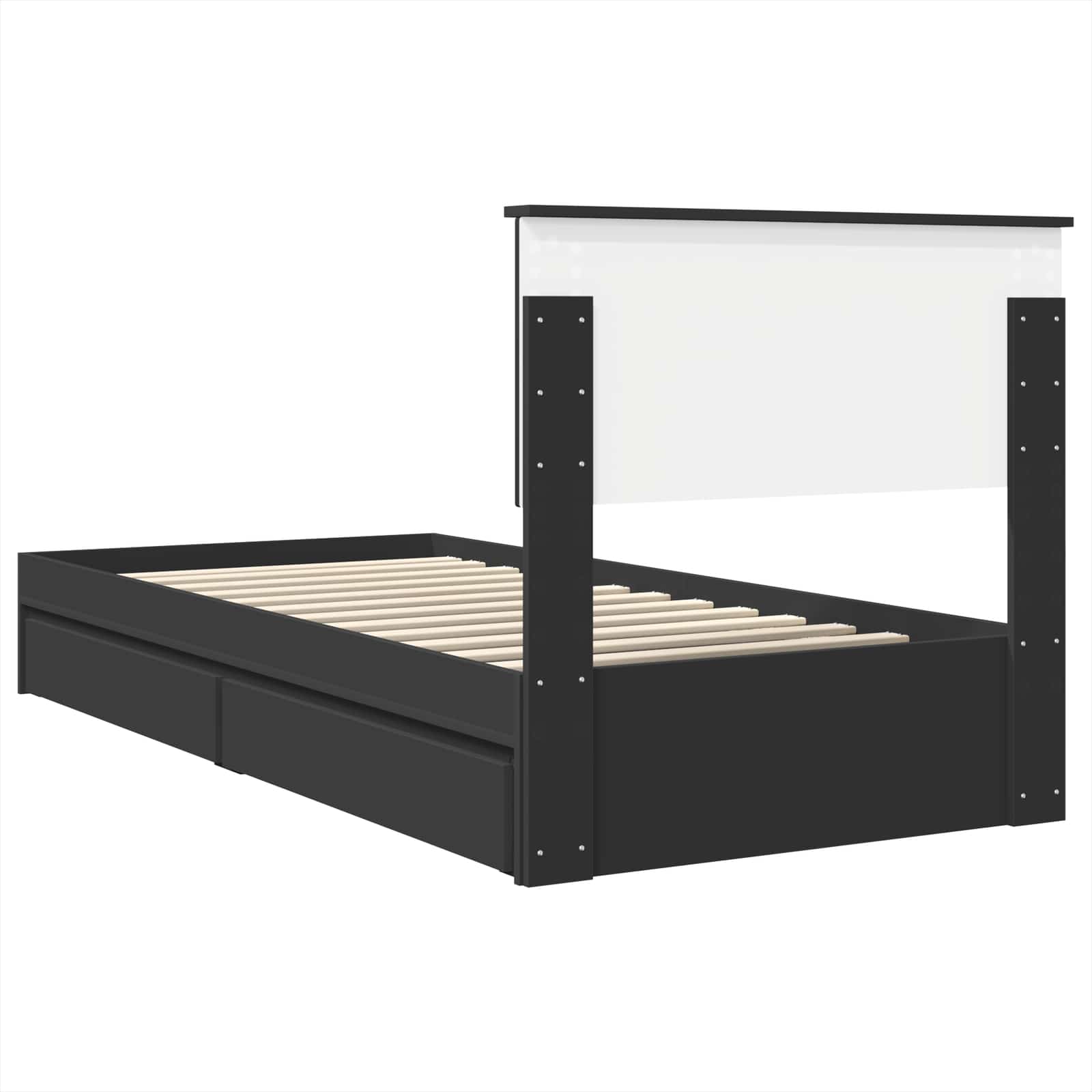 Opslag bed met hoofdeinde Zwart 90 x 190 cm Bewerkt hout – afbeelding 10