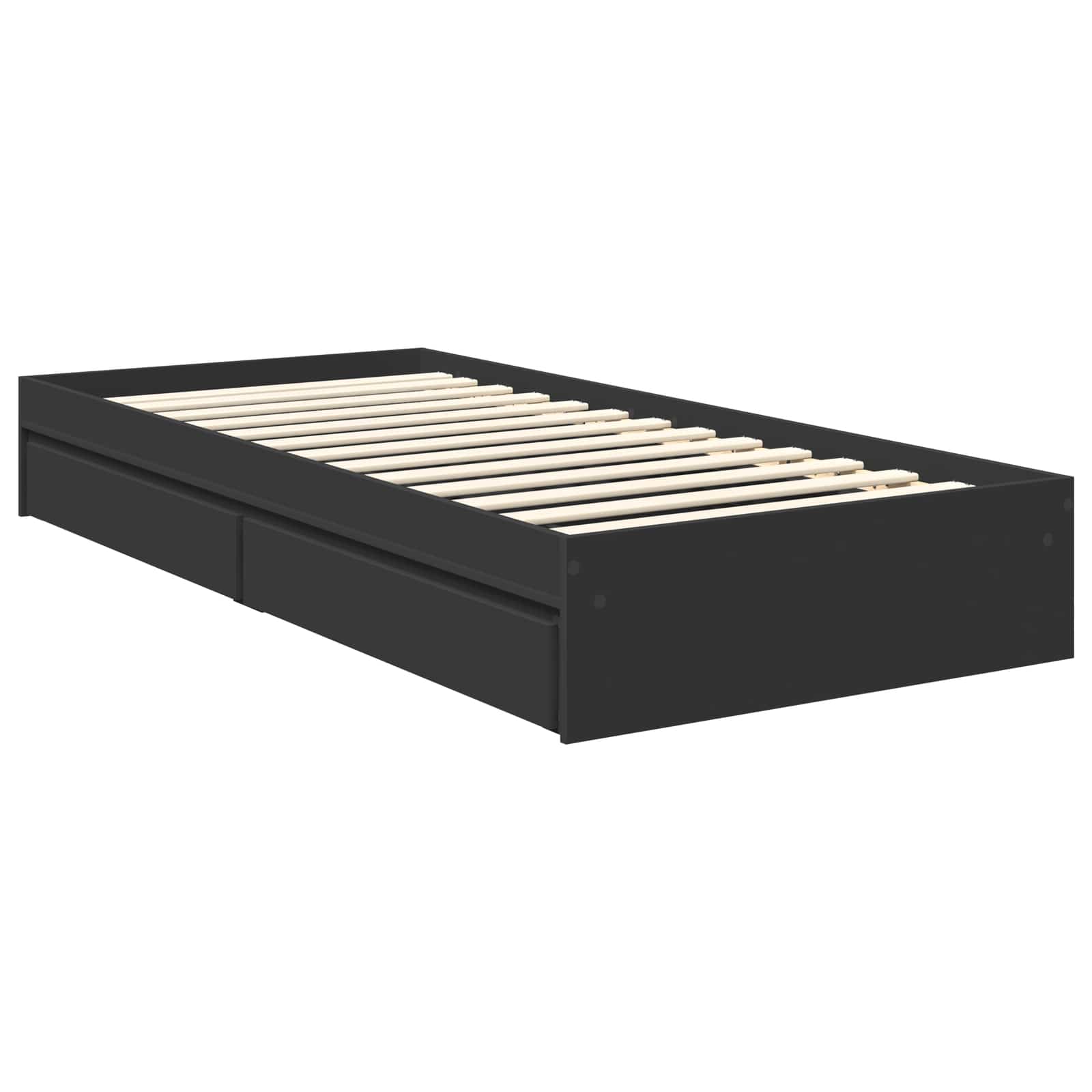 Opslag bed met hoofdeinde Zwart 90 x 190 cm Bewerkt hout – afbeelding 6