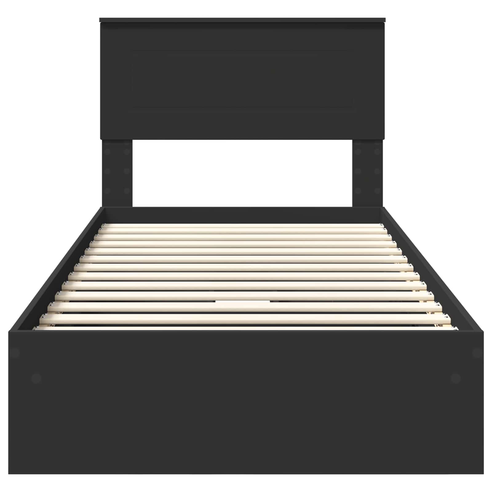Opslag bed met hoofdeinde Zwart 90 x 190 cm Bewerkt hout – afbeelding 8