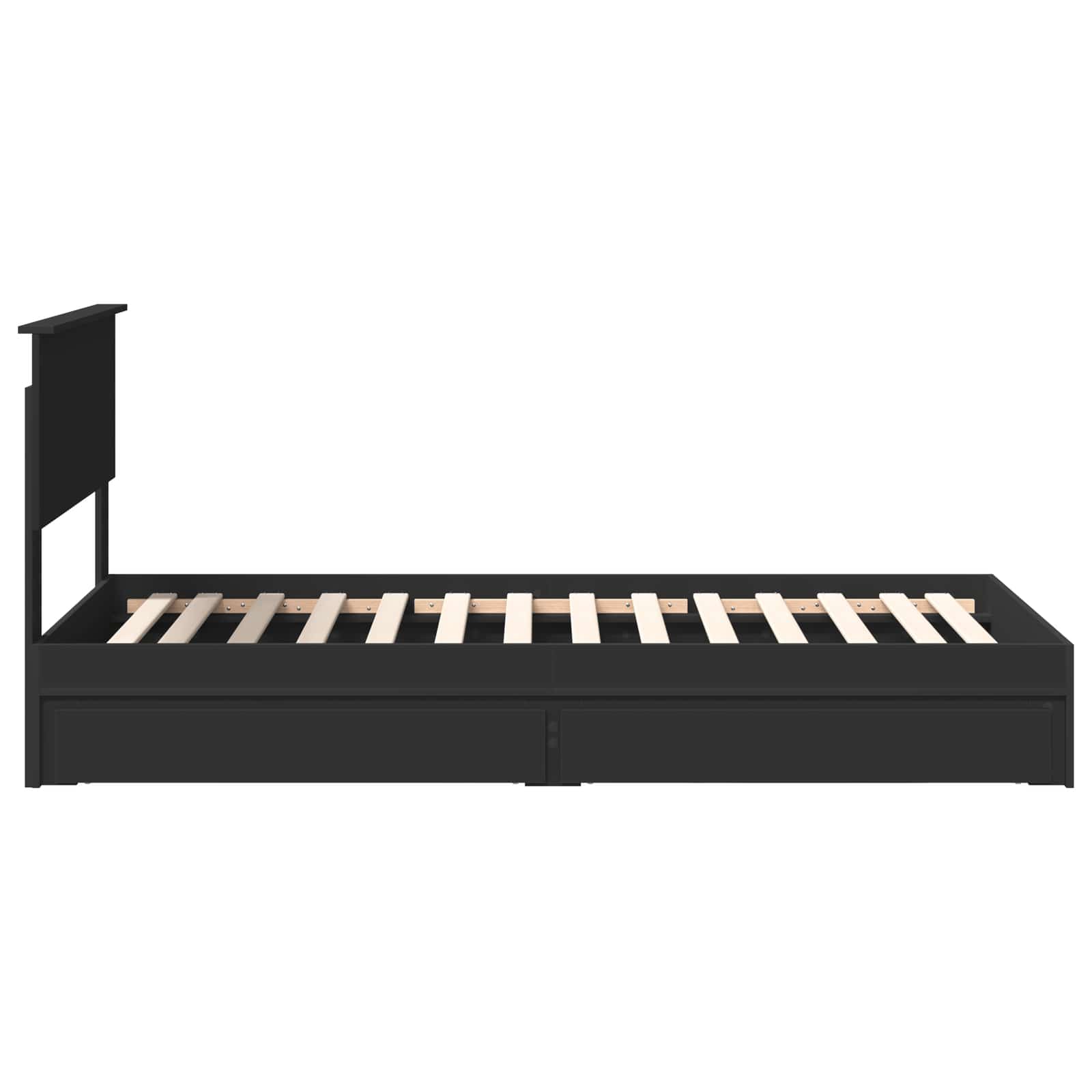 Opslag bed met hoofdeinde Zwart 90 x 190 cm Bewerkt hout – afbeelding 9