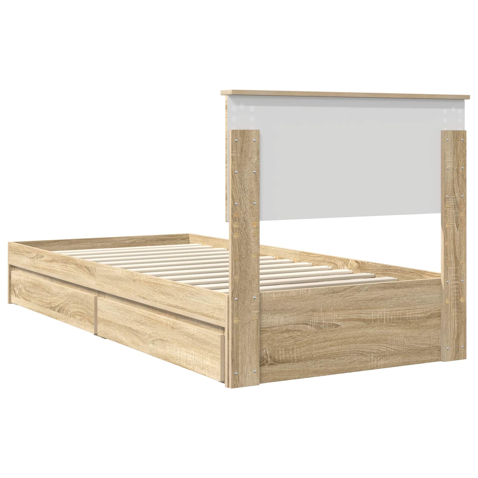 Opslag bed met hoofdeinde Sonoma Eiken 90 x 200 cm Bewerkt hout – afbeelding 10