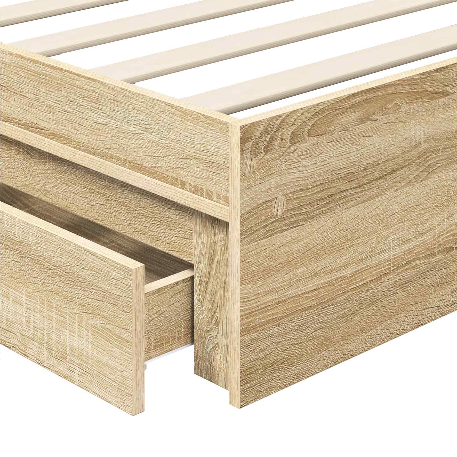 Opslag bed met hoofdeinde Sonoma Eiken 90 x 200 cm Bewerkt hout – afbeelding 11