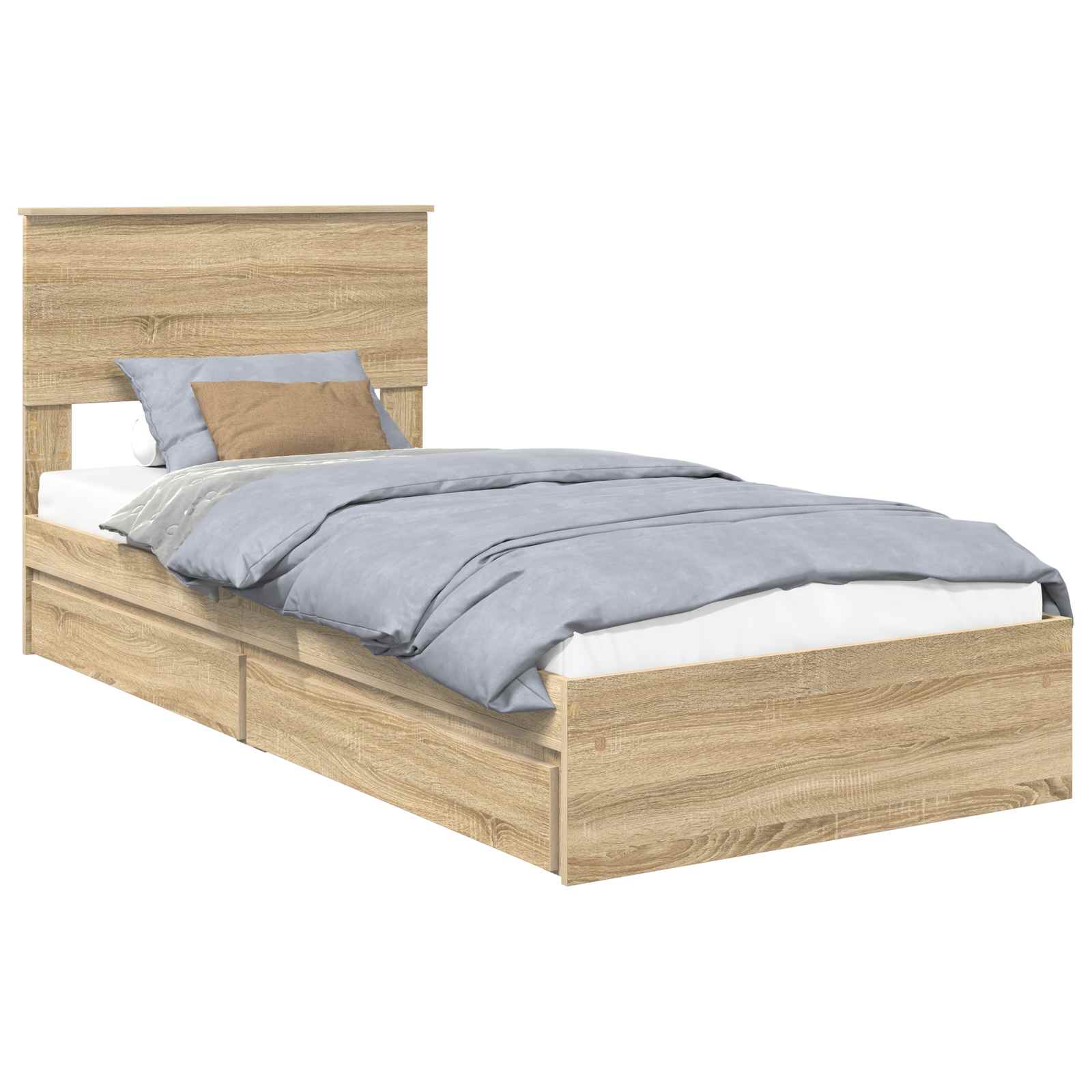 Opslag bed met hoofdeinde Sonoma Eiken 90 x 200 cm Bewerkt hout – afbeelding 2