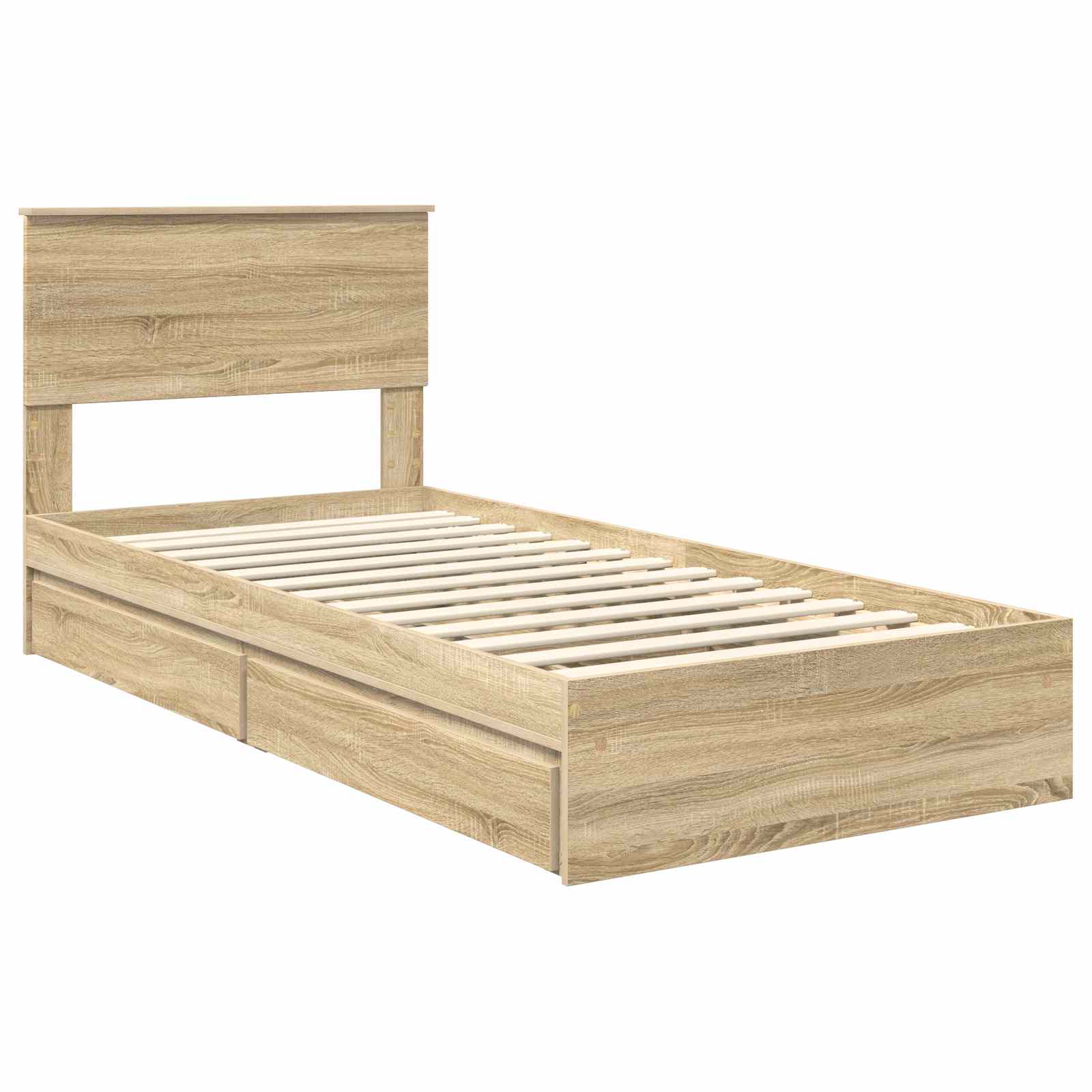 Opslag bed met hoofdeinde Sonoma Eiken 90 x 200 cm Bewerkt hout – afbeelding 4