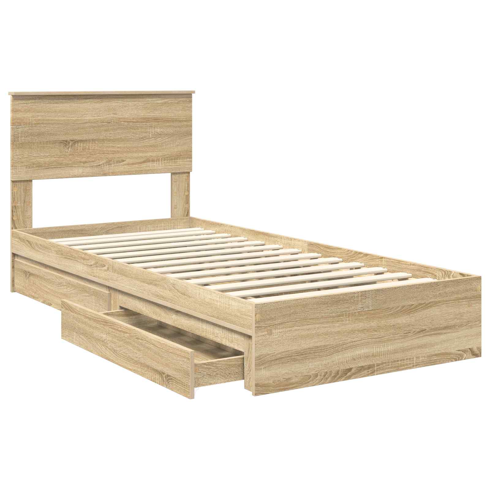 Opslag bed met hoofdeinde Sonoma Eiken 90 x 200 cm Bewerkt hout – afbeelding 5