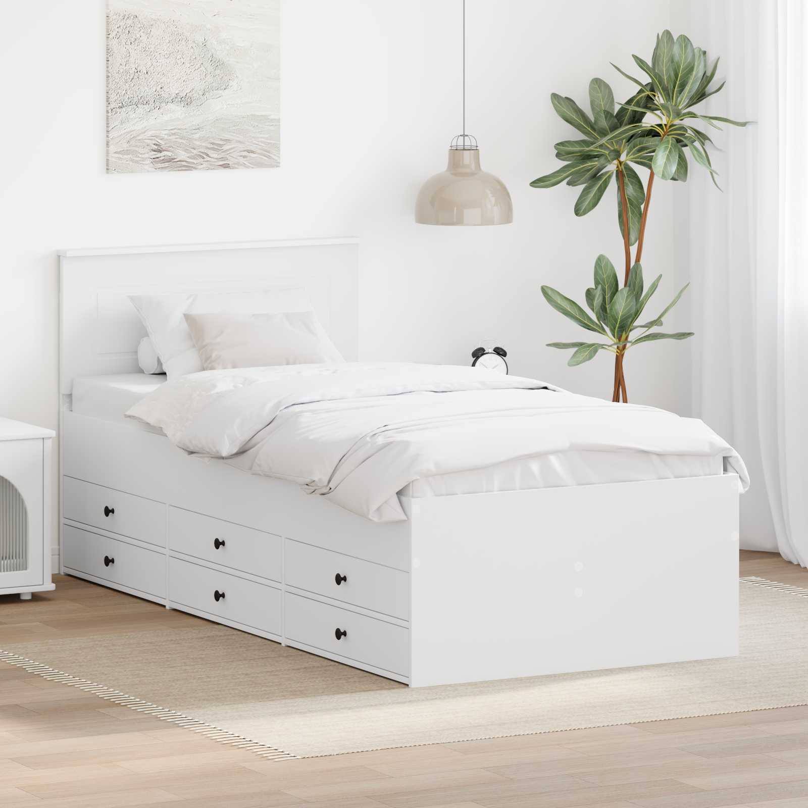 Slaapbank met lade Wit en zwart 90 x 200 cm Bewerkt hout – afbeelding 1