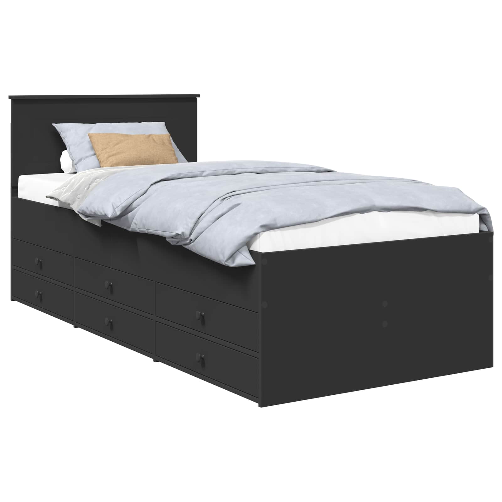 Slaapbank met lade met opslag Zwart 90 x 200 cm Bewerkt hout – afbeelding 2