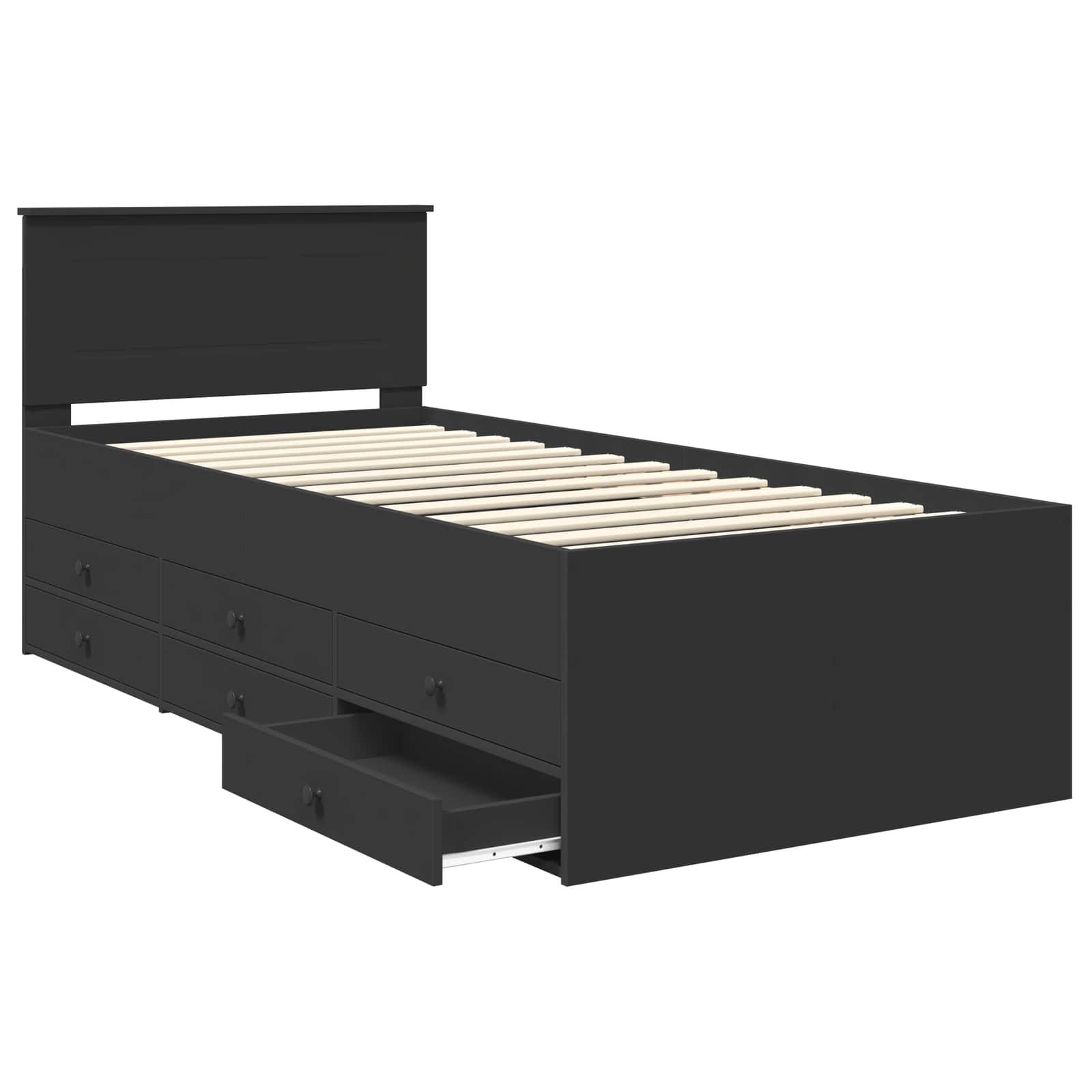 Slaapbank met lade met opslag Zwart 90 x 200 cm Bewerkt hout – afbeelding 5