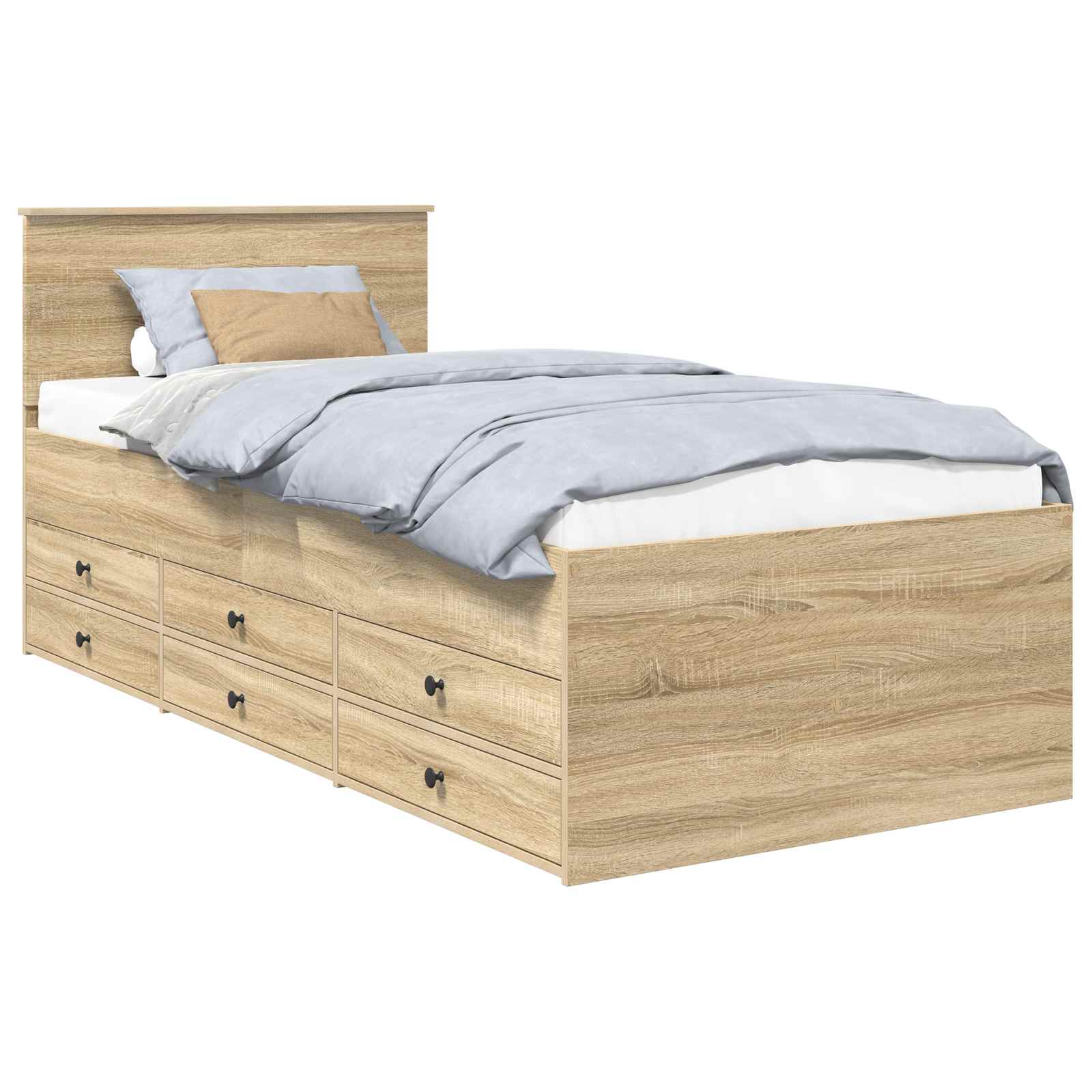 Slaapbank Sonoma Eiken en Zwart 90 x 200 cm Bewerkt hout – afbeelding 2