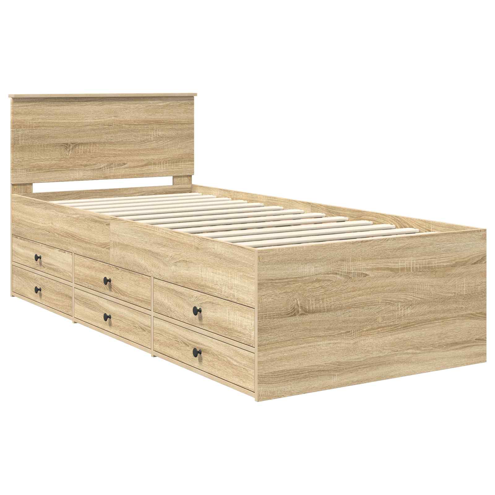 Slaapbank Sonoma Eiken en Zwart 90 x 200 cm Bewerkt hout – afbeelding 4