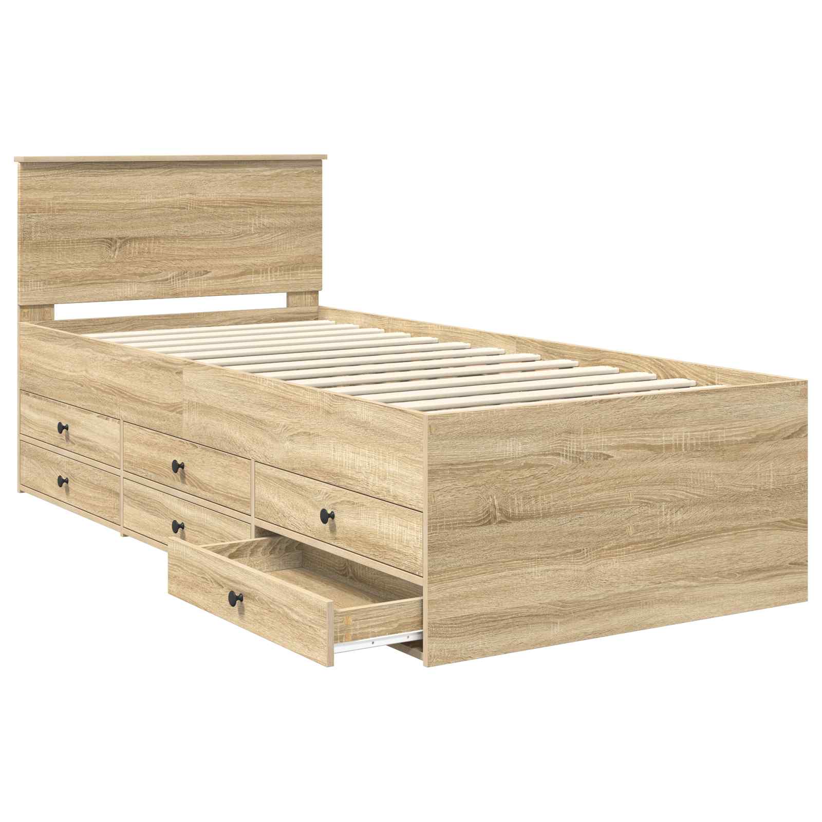Slaapbank Sonoma Eiken en Zwart 90 x 200 cm Bewerkt hout – afbeelding 5