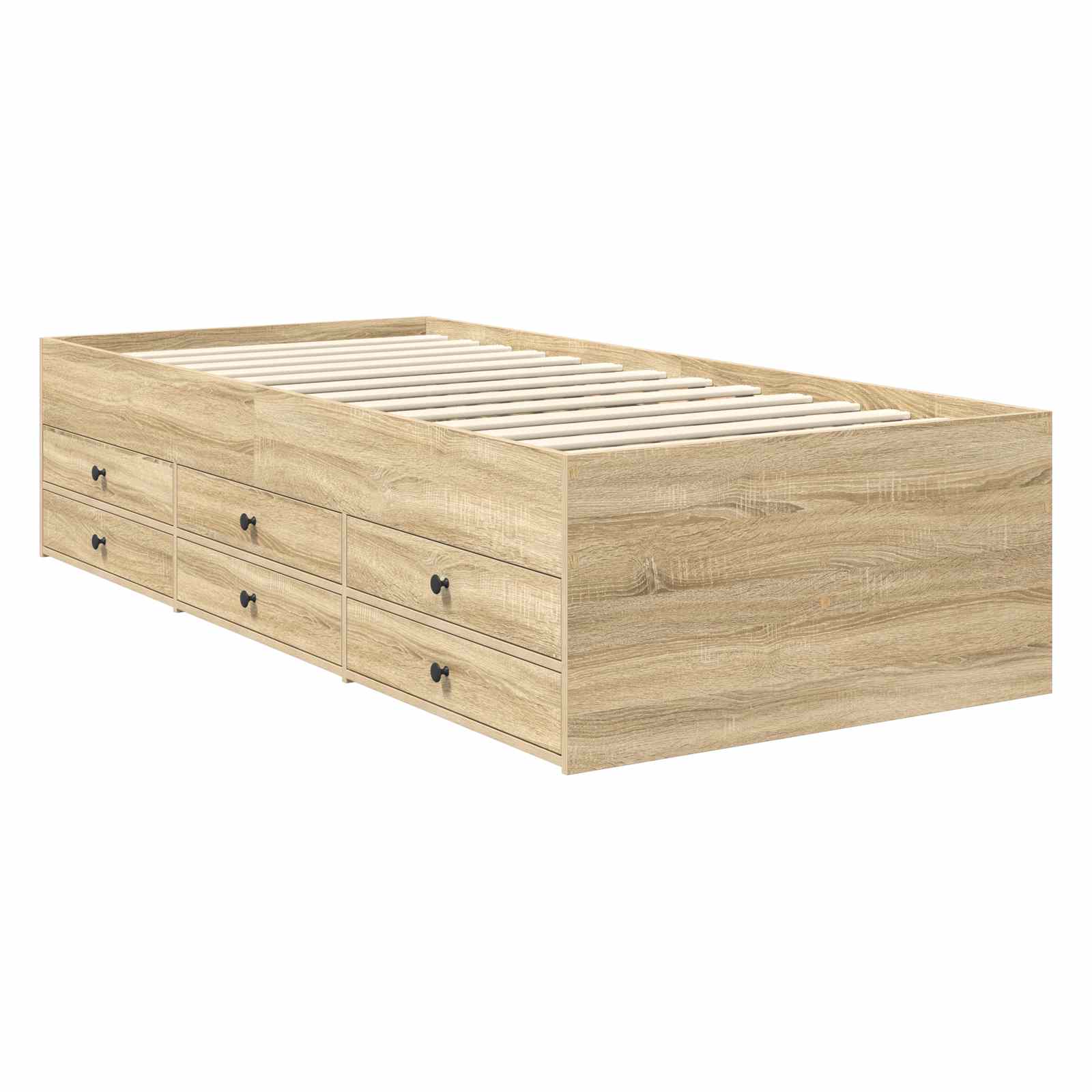 Slaapbank Sonoma Eiken en Zwart 90 x 200 cm Bewerkt hout – afbeelding 6