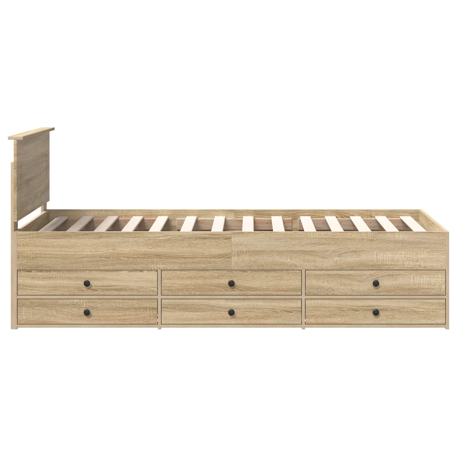 Slaapbank Sonoma Eiken en Zwart 90 x 200 cm Bewerkt hout – afbeelding 9
