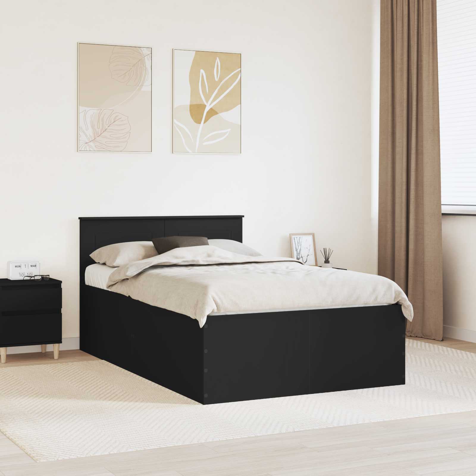 Bedframe met hoofdeinde Zwart 120 x 190 cm Bewerkt hout – afbeelding 1