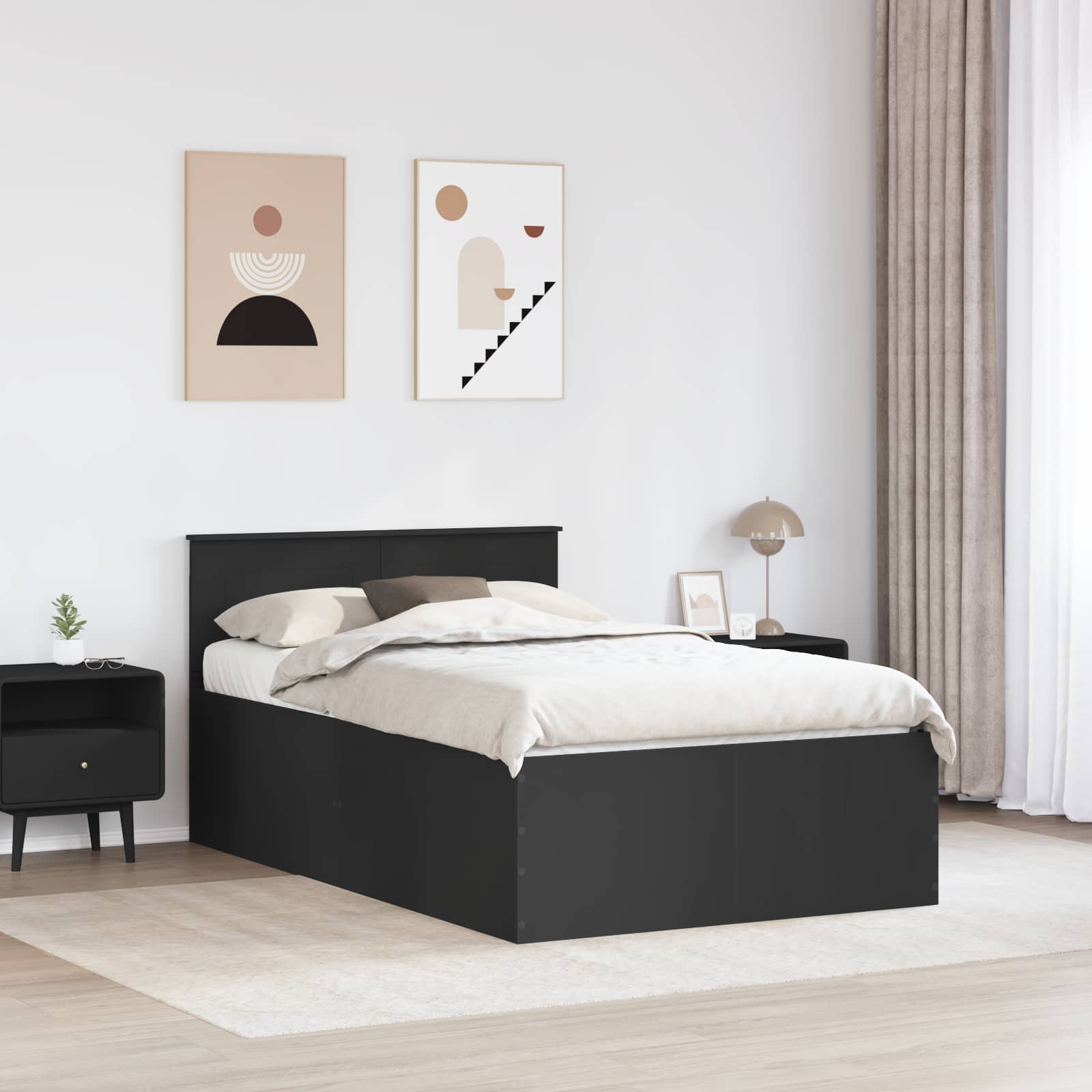 Bedframe met hoofdeinde Zwart 120 x 200 cm Bewerkt hout – afbeelding 3
