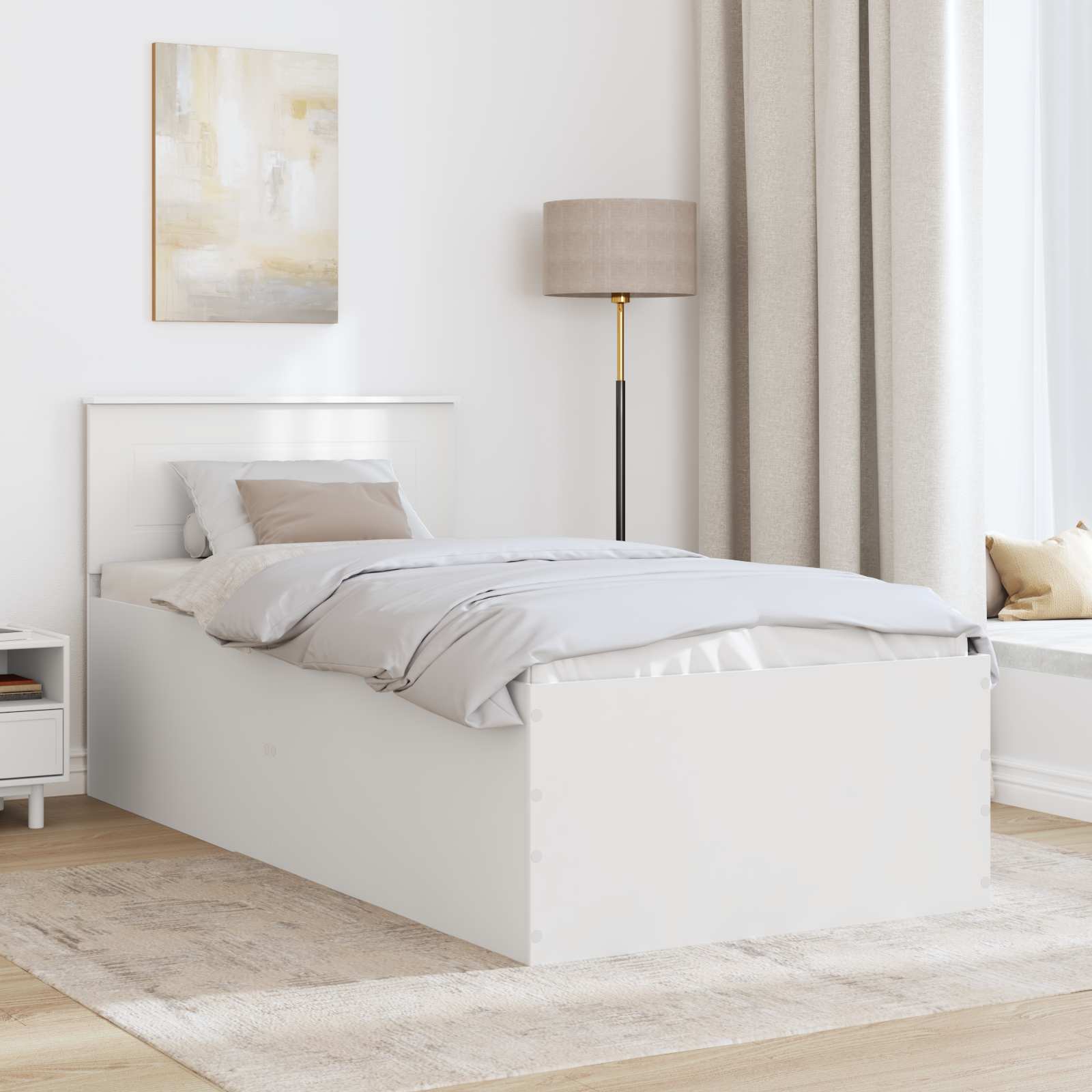Bedframe met hoofdeinde Wit 90 x 190 cm Bewerkt hout – afbeelding 3