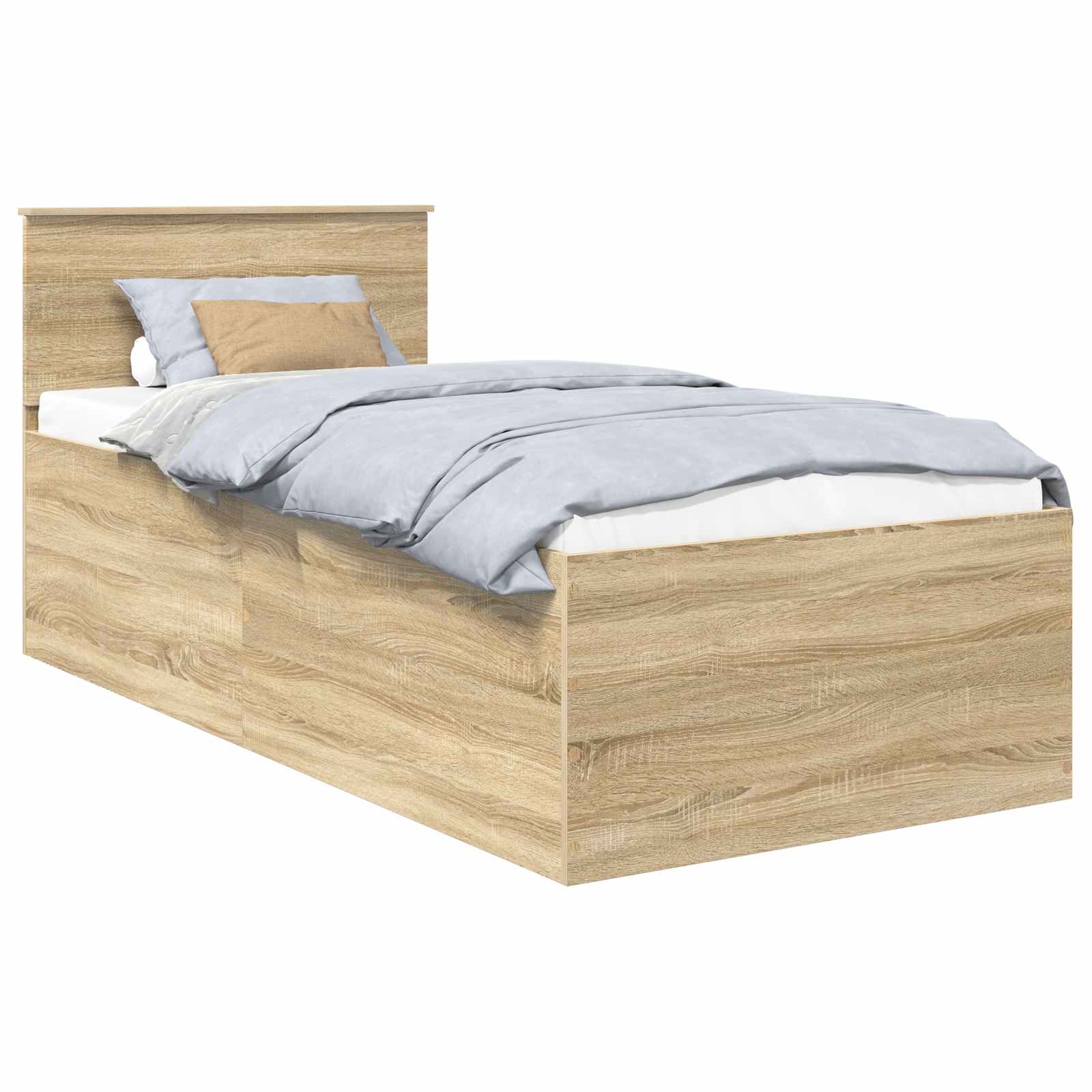Bedframe met hoofdeinde Sonoma Eiken 90 x 190 cm Bewerkt hout – afbeelding 2