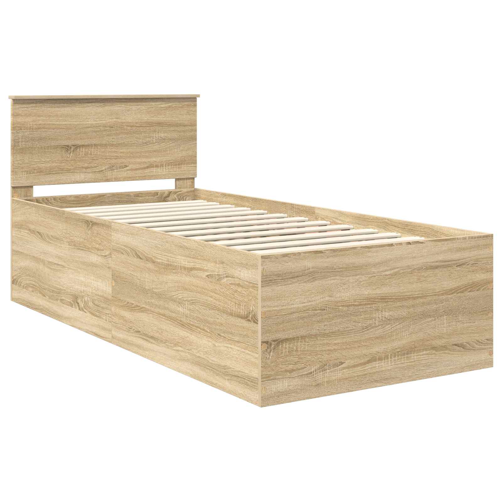 Bedframe met hoofdeinde Sonoma Eiken 90 x 190 cm Bewerkt hout – afbeelding 4