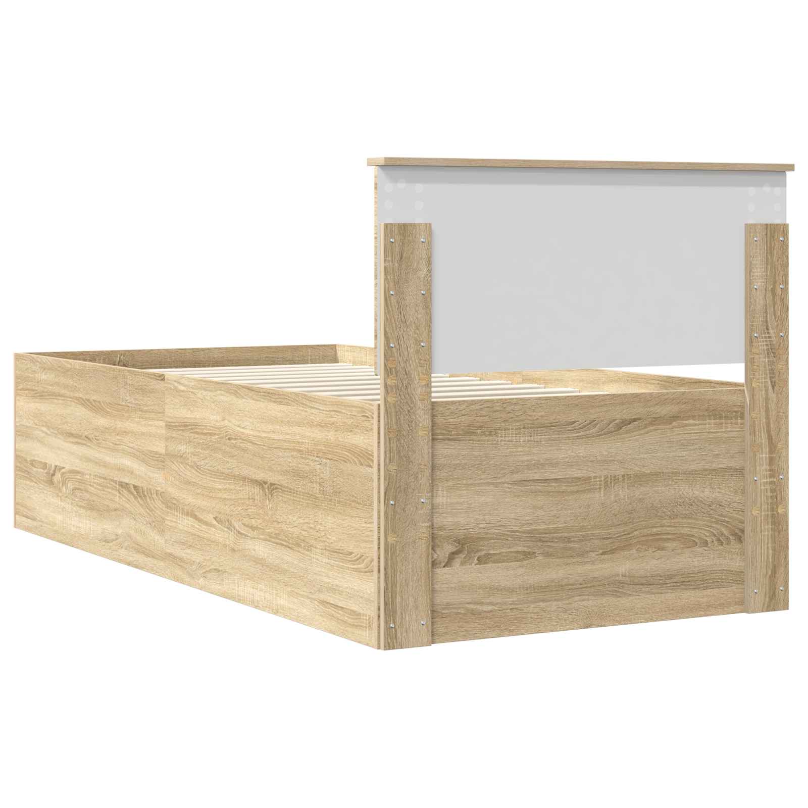 Bedframe met hoofdeinde Sonoma Eiken 90 x 190 cm Bewerkt hout – afbeelding 9
