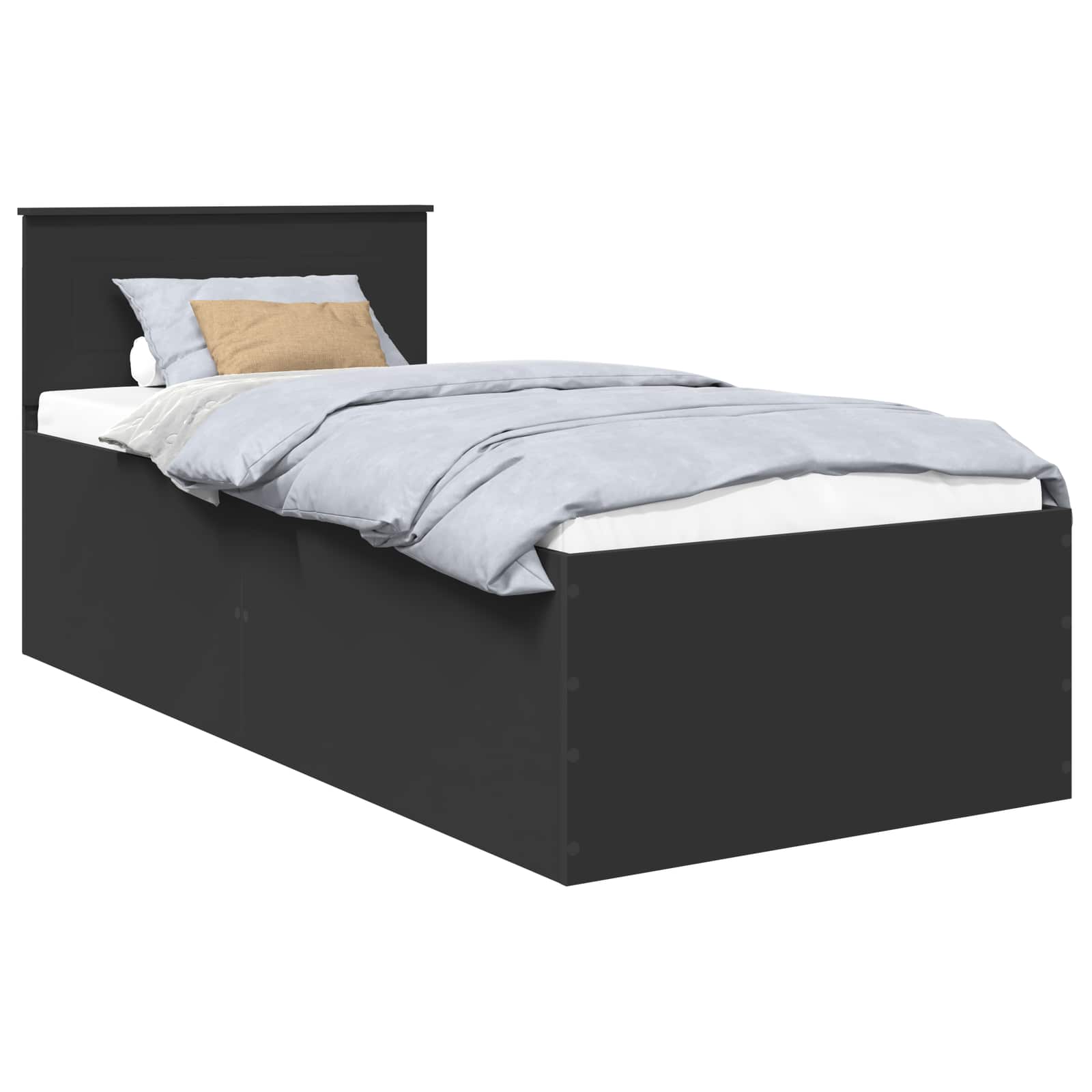 Bedframe met hoofdeinde Zwart 90 x 200 cm Bewerkt hout – afbeelding 2