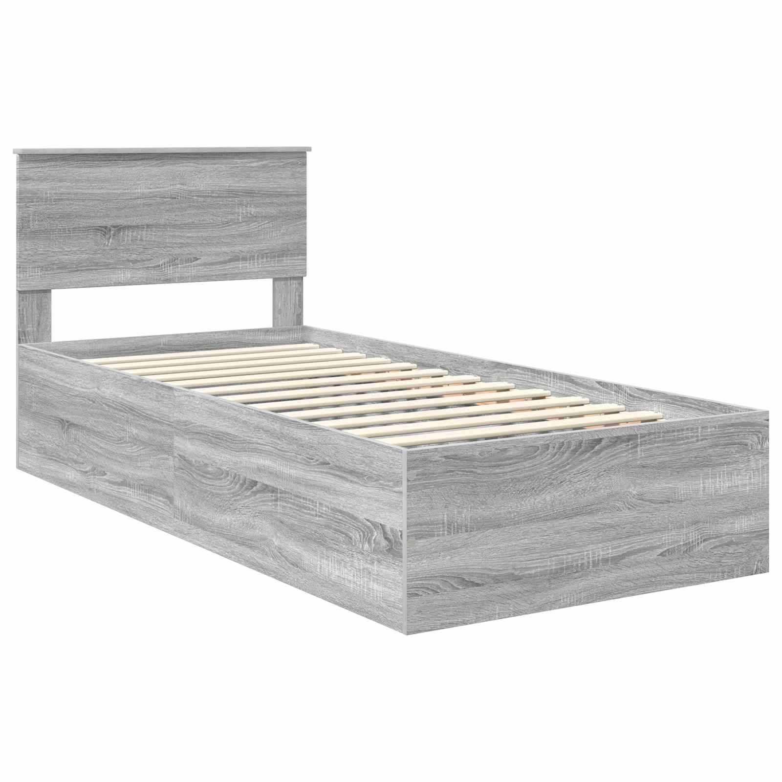 Bedframe met hoofdeinde Grijs Sonoma 90 x 190 cm Bewerkt hout – afbeelding 4