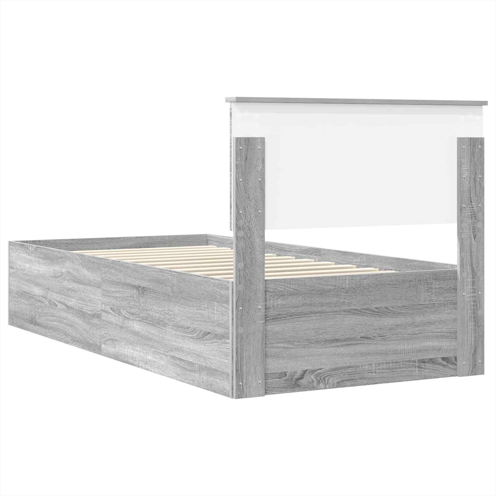 Bedframe met hoofdeinde Grijs Sonoma 90 x 190 cm Bewerkt hout – afbeelding 9