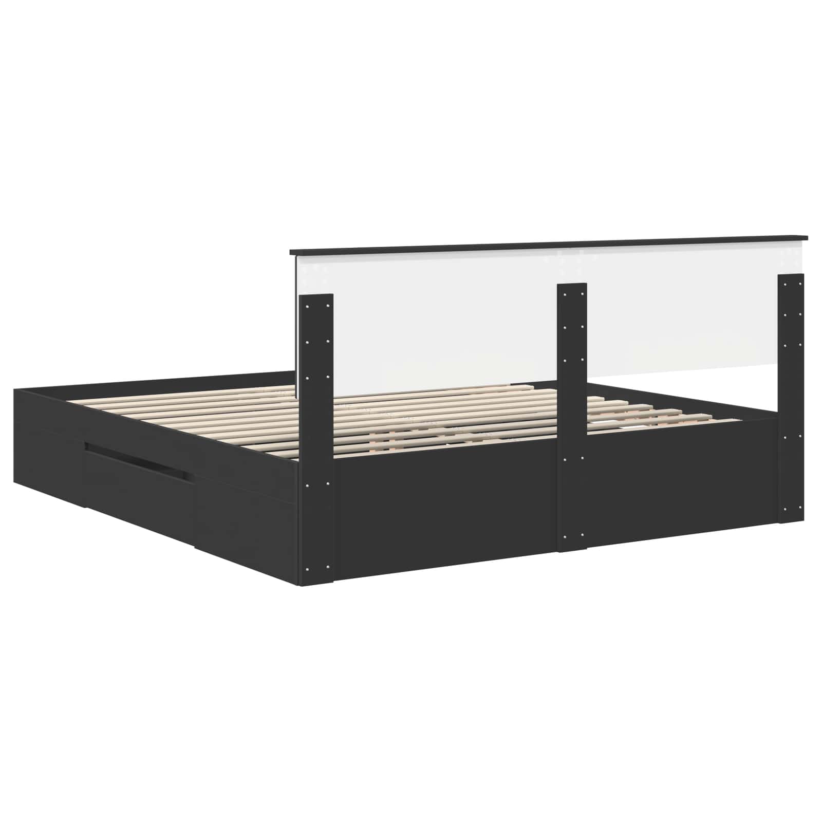 Bedframe met hoofdeinde Zwart 200 x 200 cm Bewerkt hout – afbeelding 10