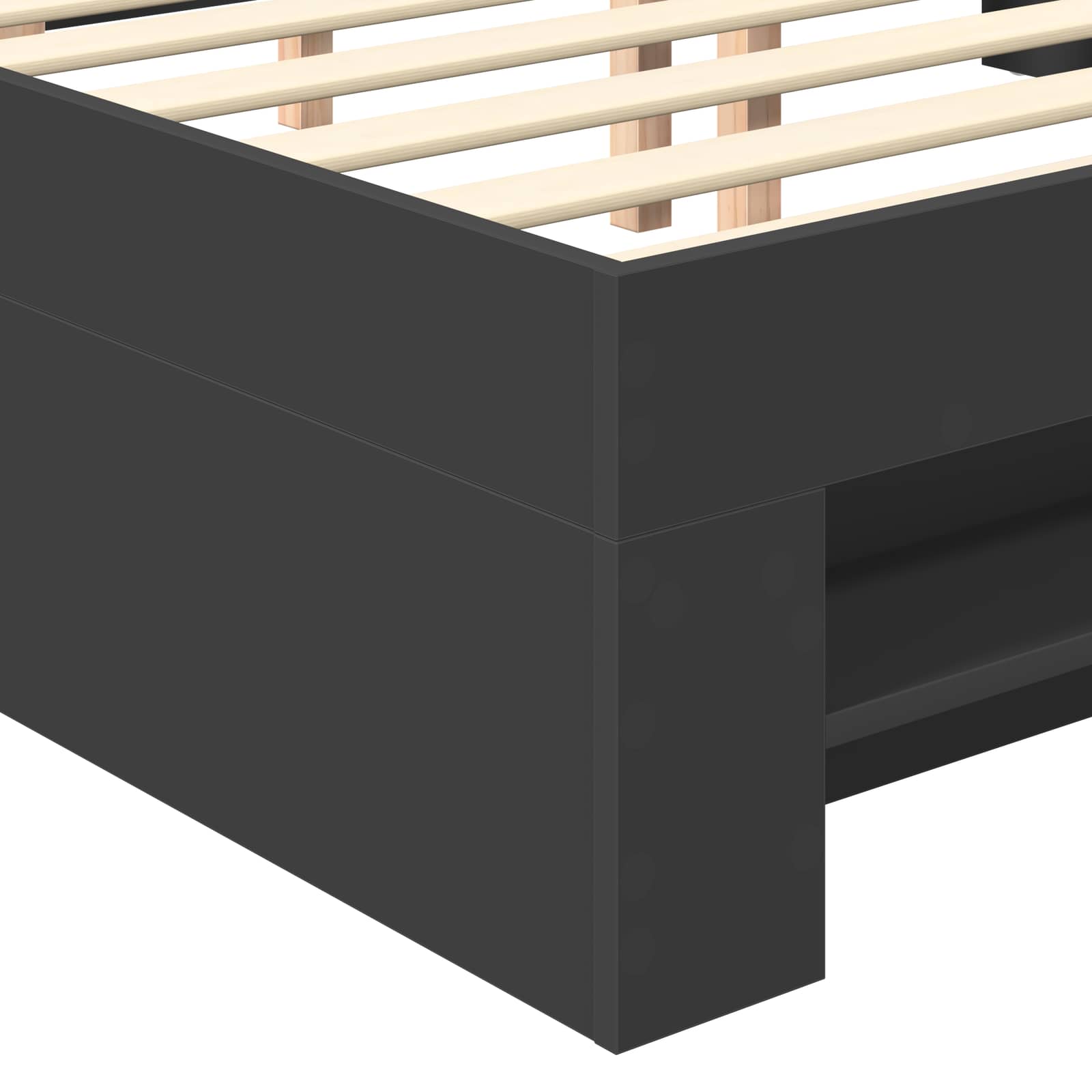 Bedframe met hoofdeinde Zwart 200 x 200 cm Bewerkt hout – afbeelding 11