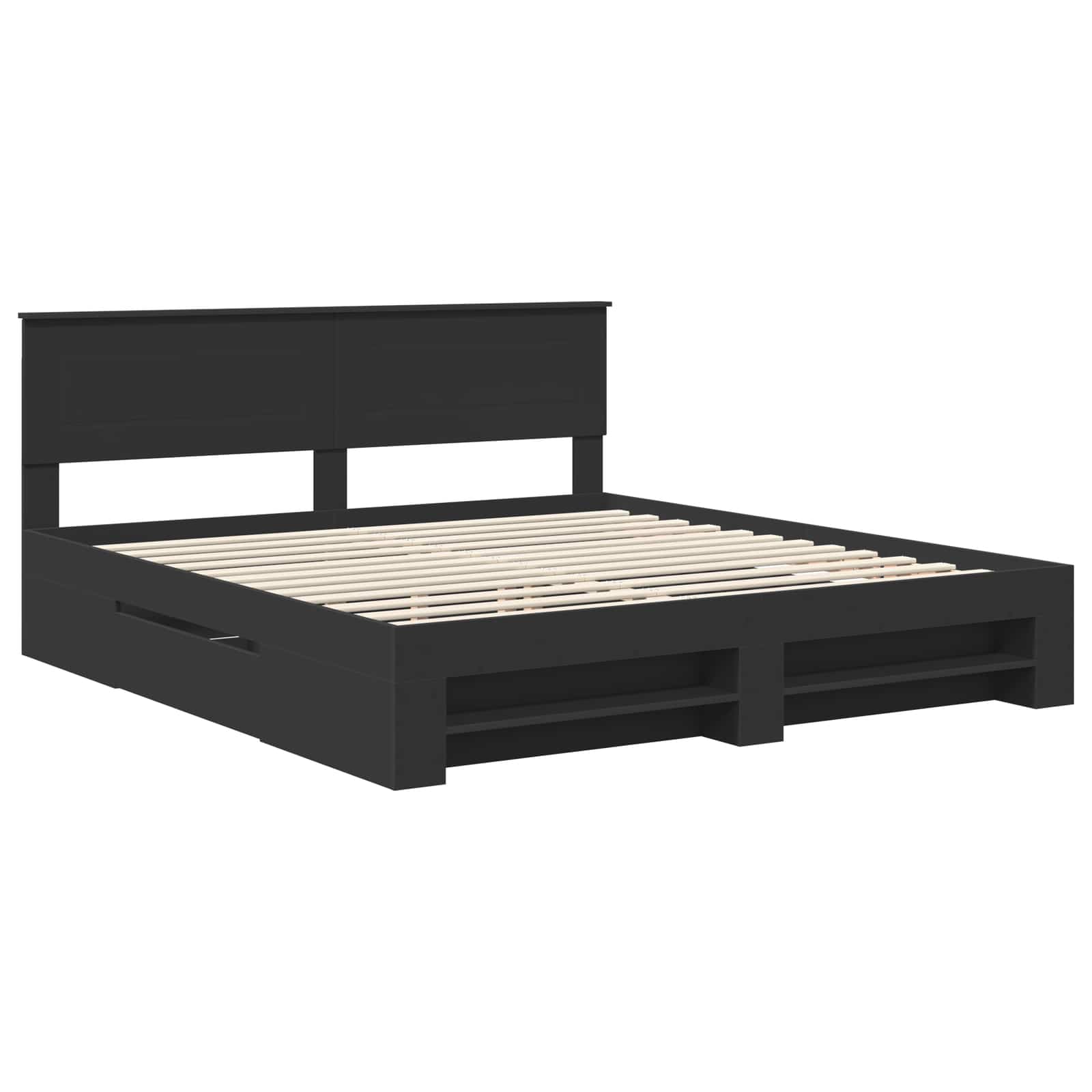 Bedframe met hoofdeinde Zwart 200 x 200 cm Bewerkt hout – afbeelding 4