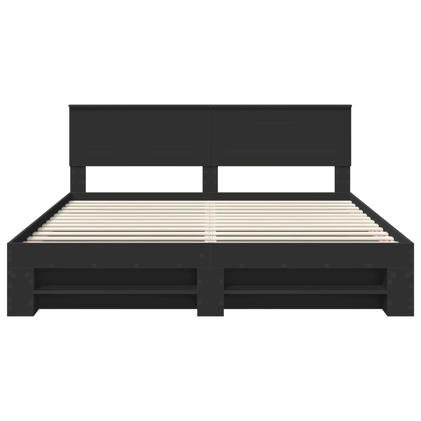 Bedframe met hoofdeinde Zwart 200 x 200 cm Bewerkt hout – afbeelding 8