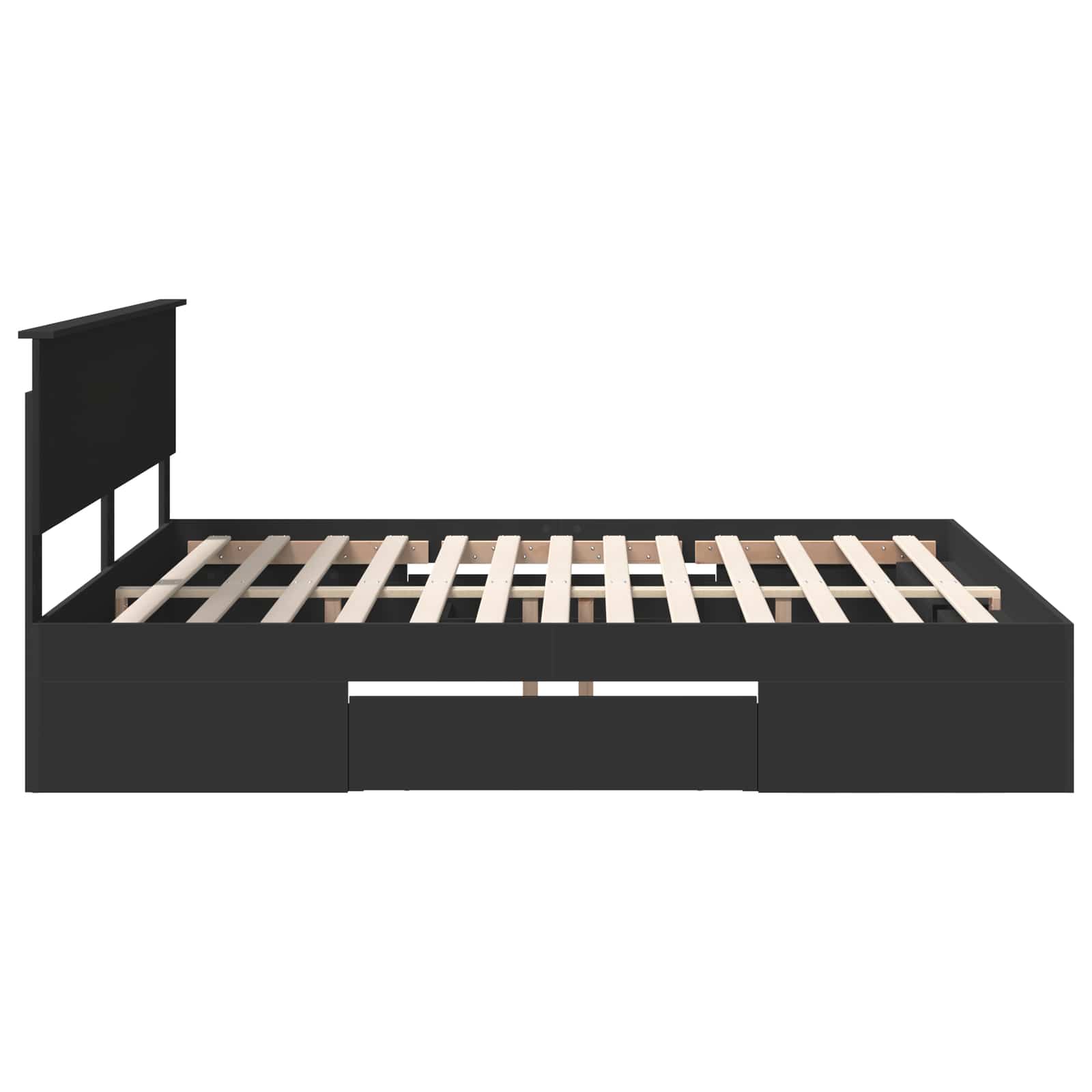 Bedframe met hoofdeinde Zwart 200 x 200 cm Bewerkt hout – afbeelding 9