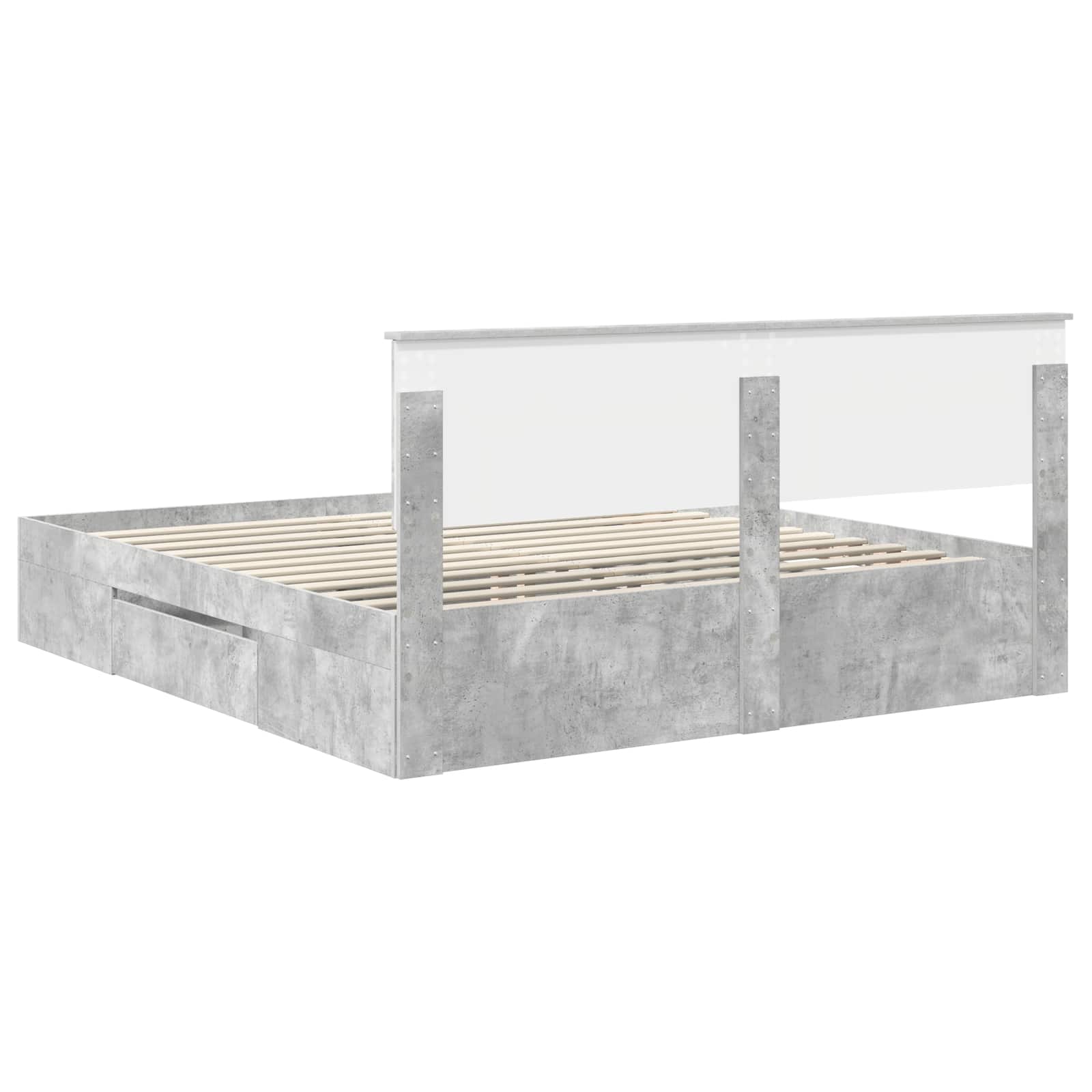 Bedframe met hoofdeinde Beton Grijs 200 x 200 cm Bewerkt hout – afbeelding 10