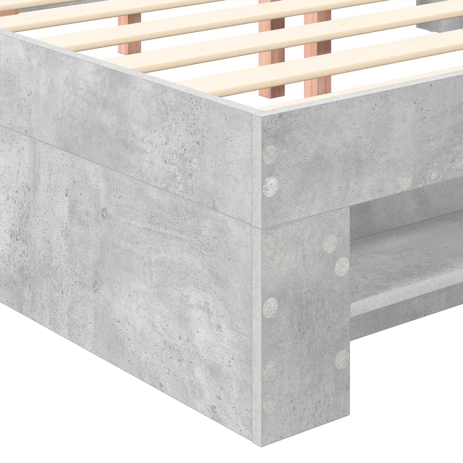 Bedframe met hoofdeinde Beton Grijs 200 x 200 cm Bewerkt hout – afbeelding 11