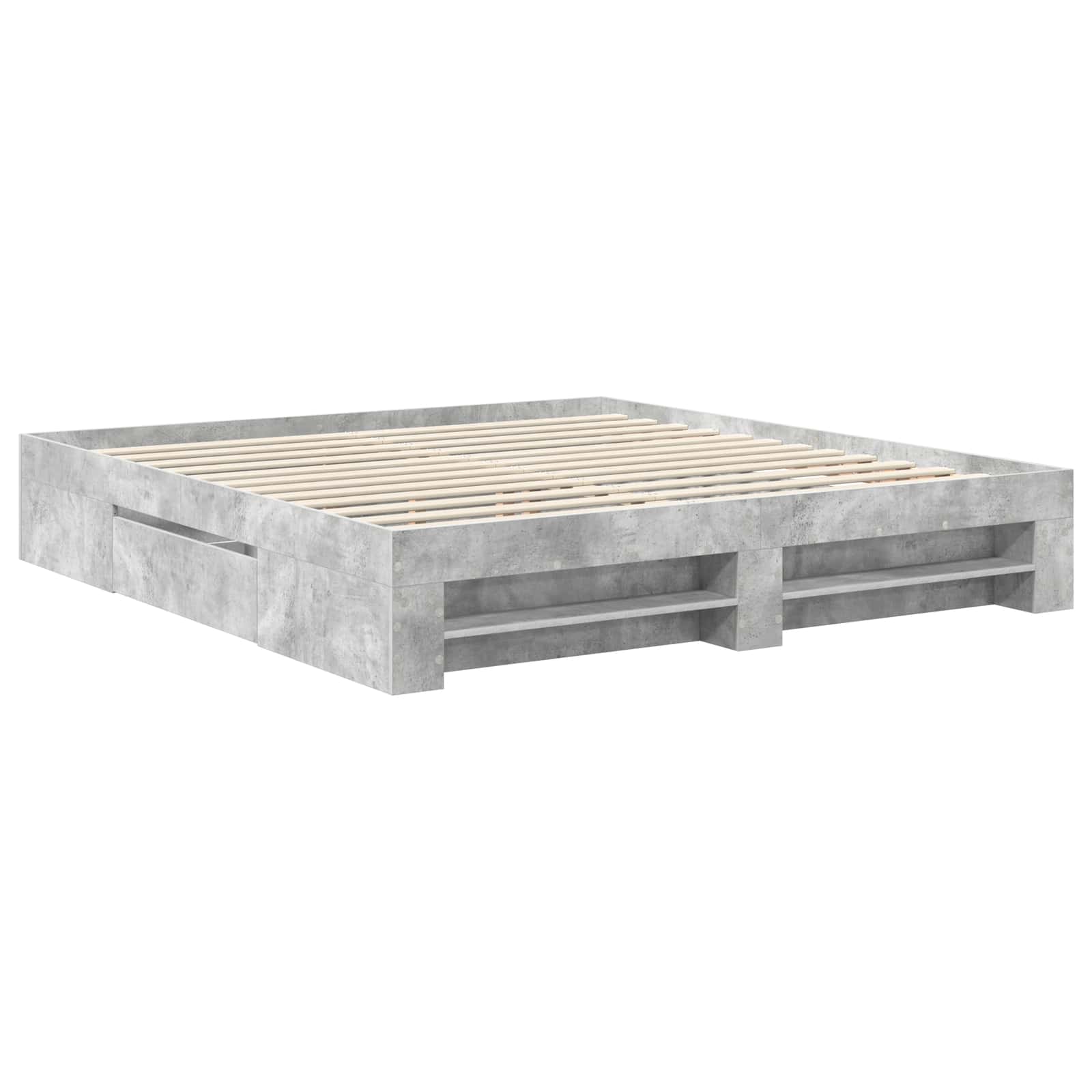 Bedframe met hoofdeinde Beton Grijs 200 x 200 cm Bewerkt hout – afbeelding 6