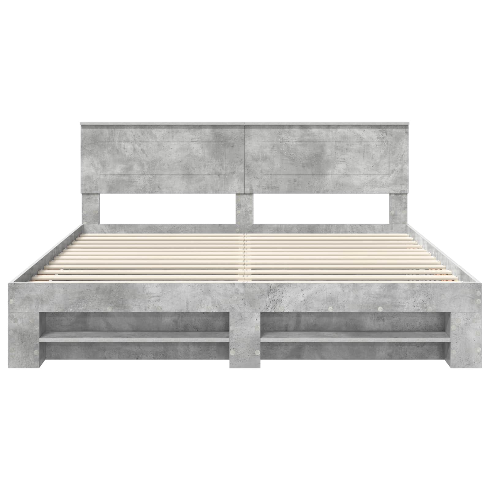 Bedframe met hoofdeinde Beton Grijs 200 x 200 cm Bewerkt hout – afbeelding 8