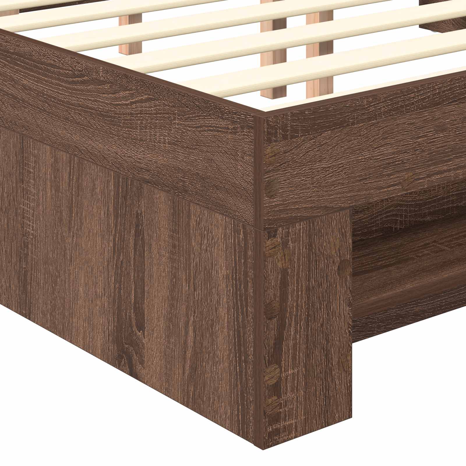 Bedframe met hoofdeinde Bruin Eiken 120 x 200 cm Bewerkt hout – afbeelding 11