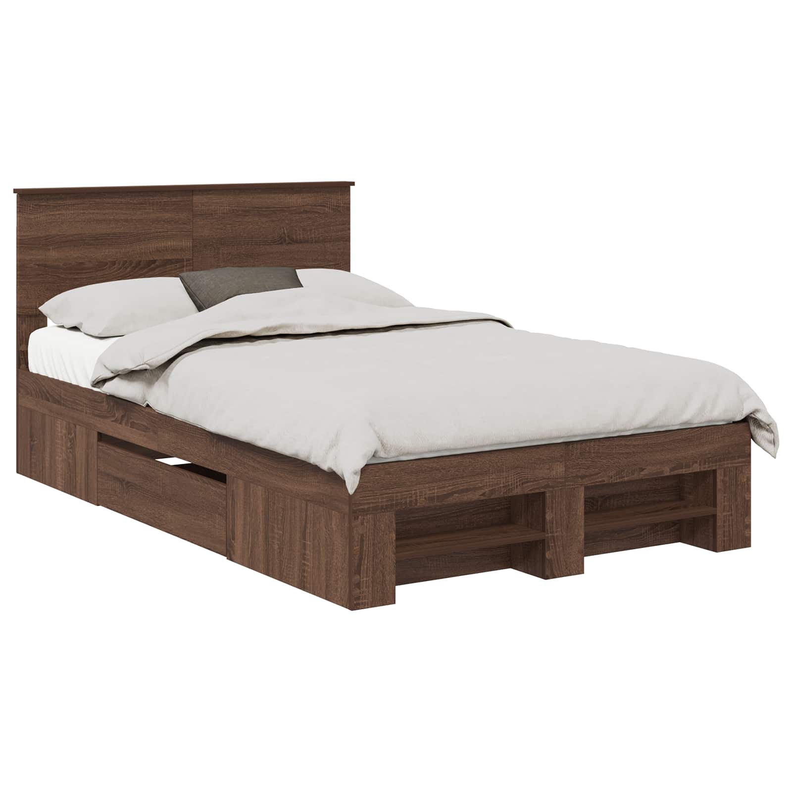 Bedframe met hoofdeinde Bruin Eiken 120 x 200 cm Bewerkt hout – afbeelding 2
