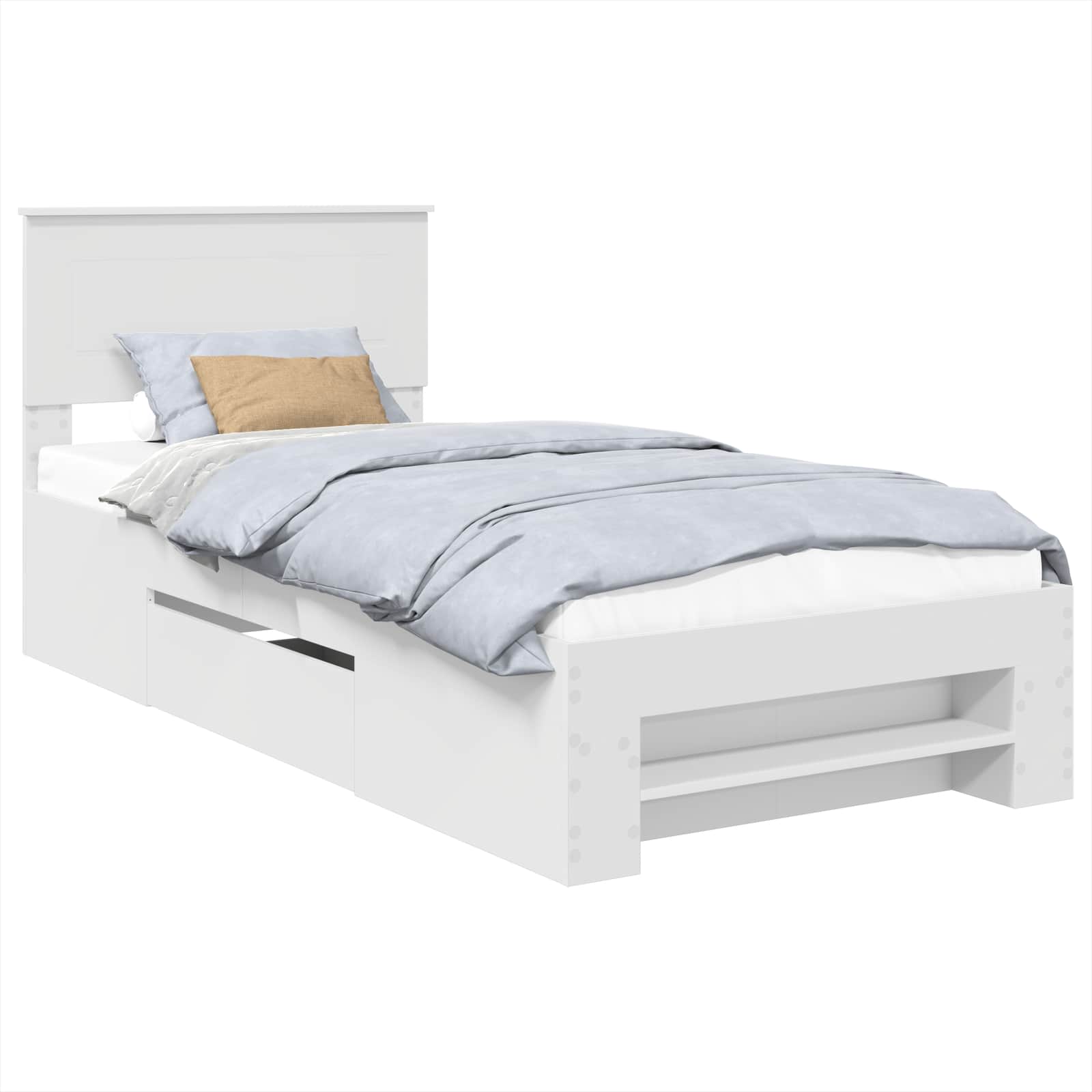 Bedframe met hoofdeinde Wit 90 x 200 cm Bewerkt hout – afbeelding 2