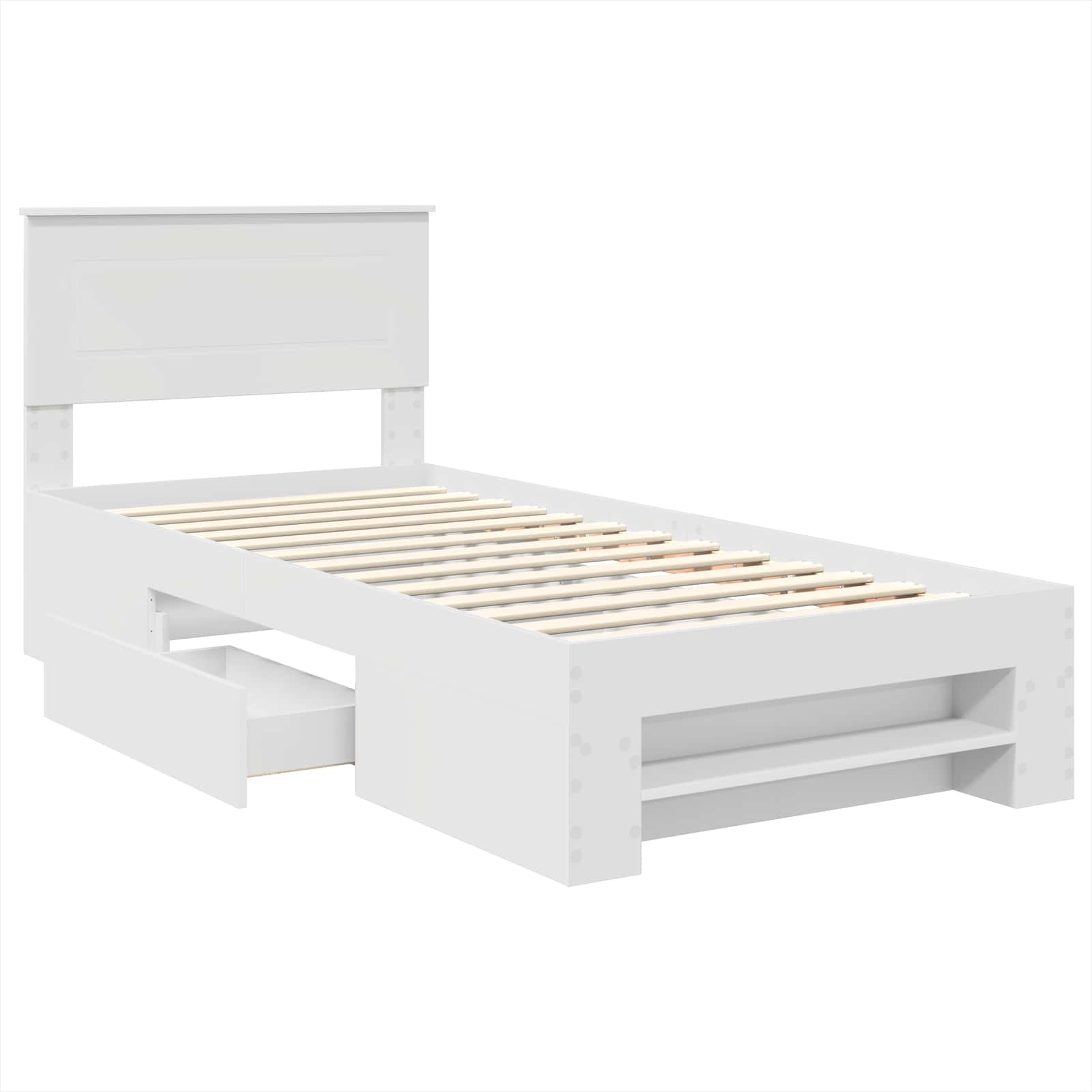 Bedframe met hoofdeinde Wit 90 x 200 cm Bewerkt hout – afbeelding 5