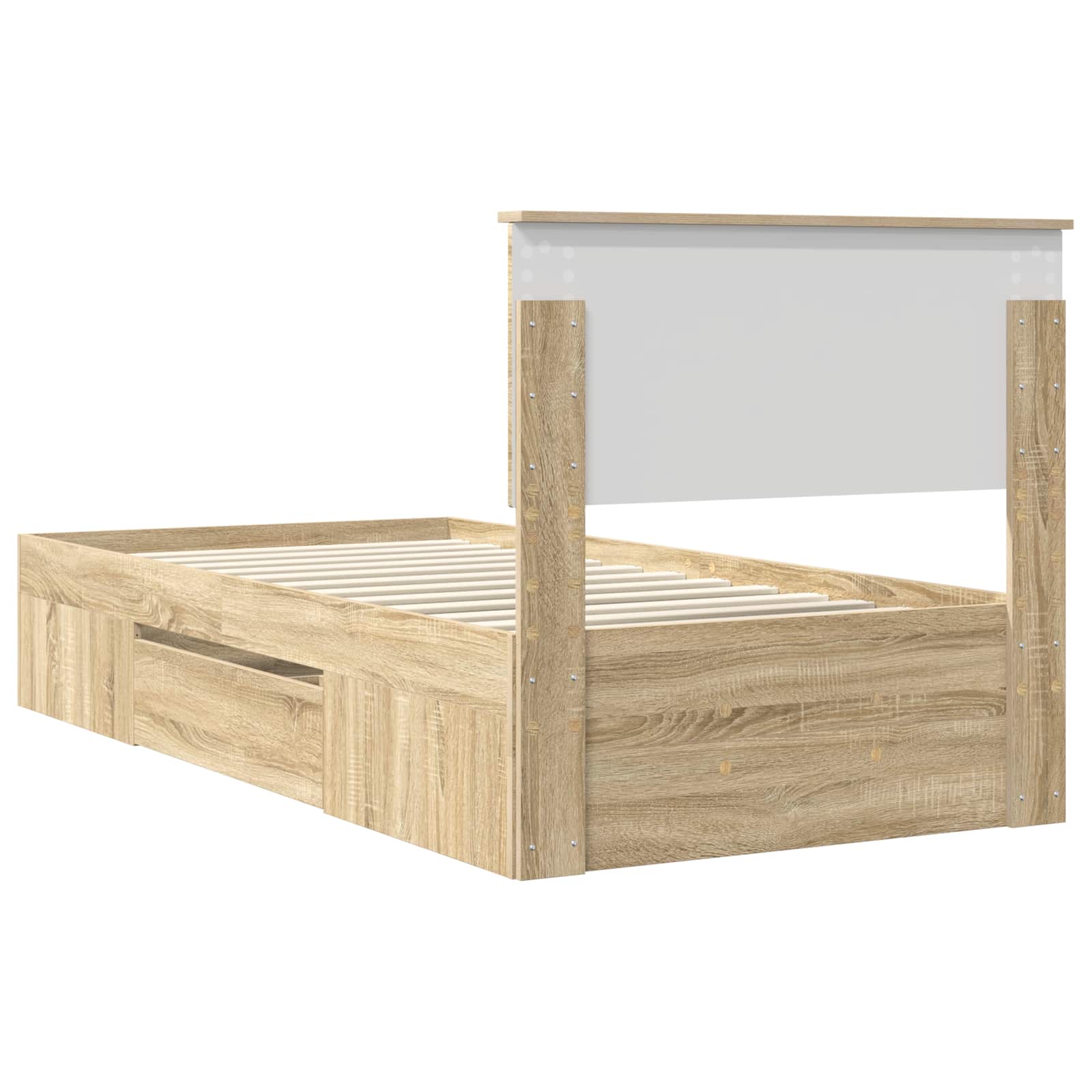 Bedframe met hoofdeinde Sonoma Eiken 90 x 200 cm Bewerkt hout – afbeelding 10