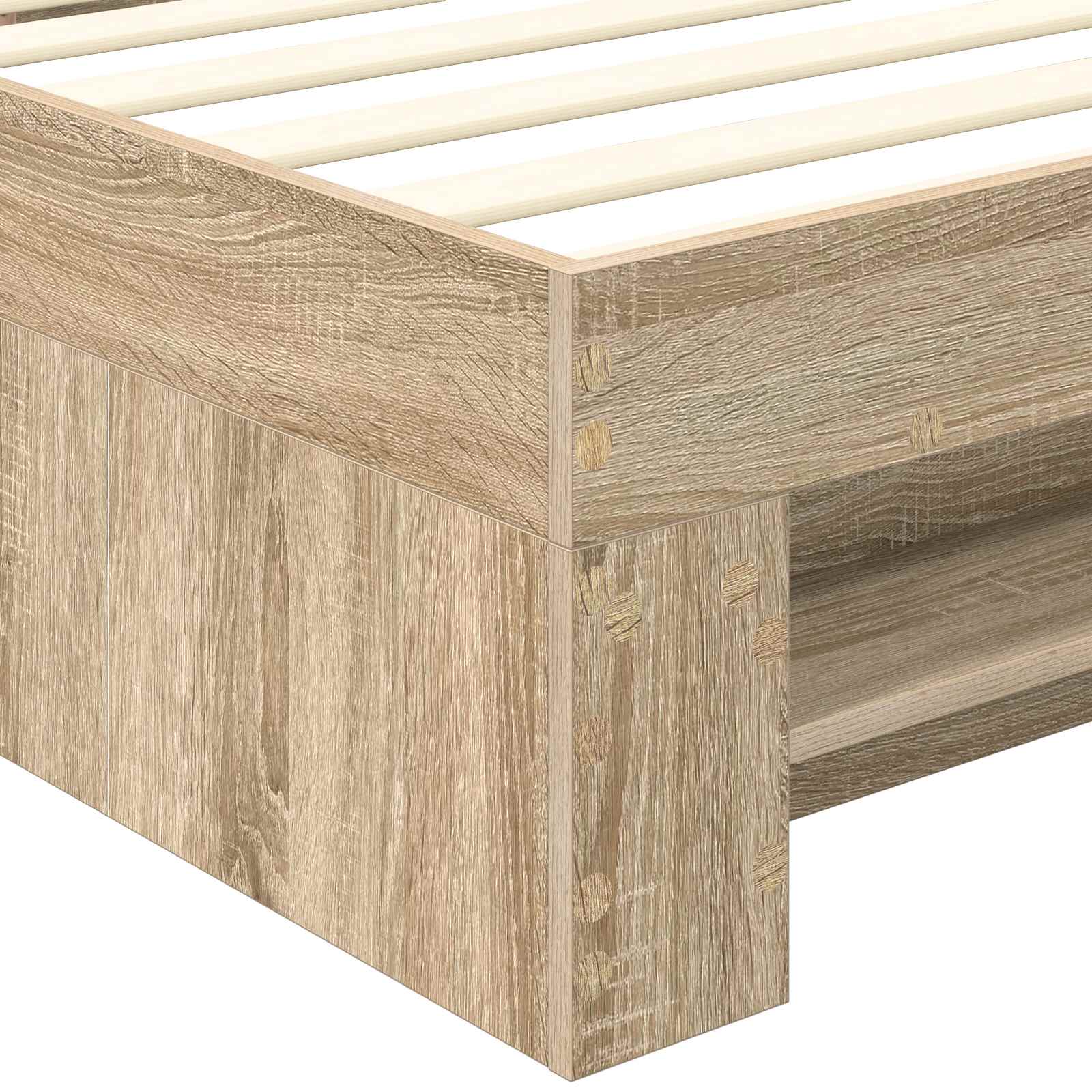 Bedframe met hoofdeinde Sonoma Eiken 90 x 200 cm Bewerkt hout – afbeelding 11