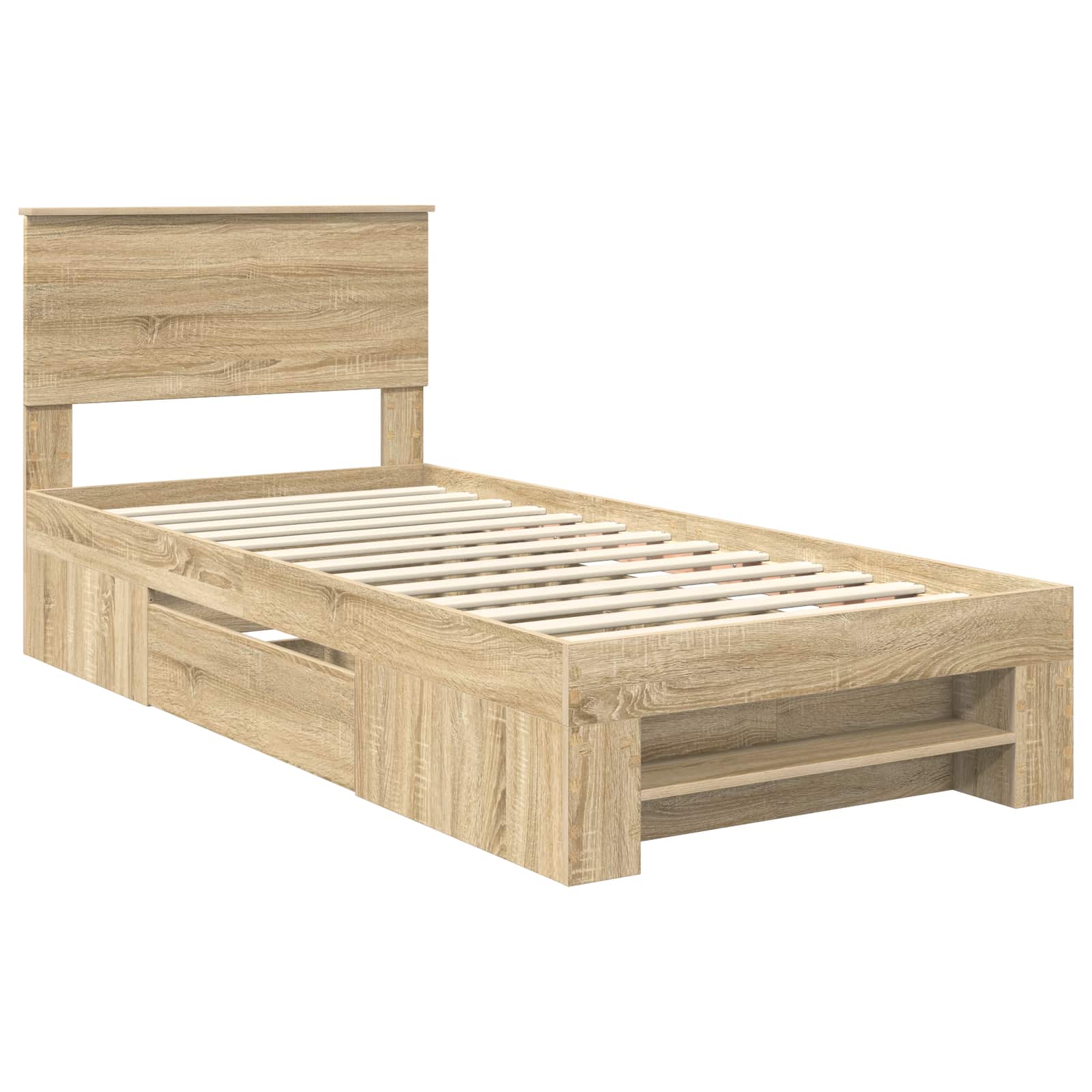 Bedframe met hoofdeinde Sonoma Eiken 90 x 200 cm Bewerkt hout – afbeelding 4