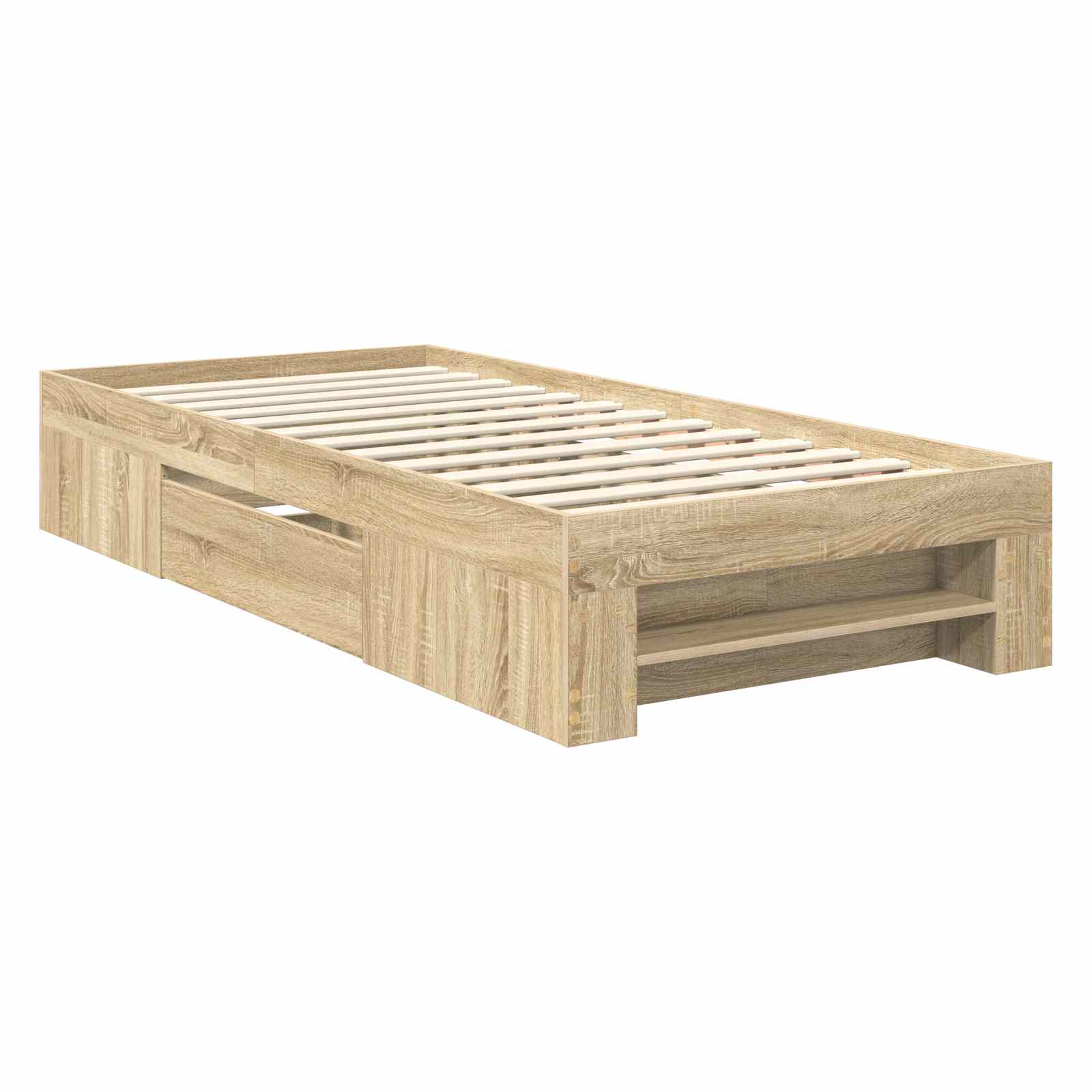 Bedframe met hoofdeinde Sonoma Eiken 90 x 200 cm Bewerkt hout – afbeelding 6