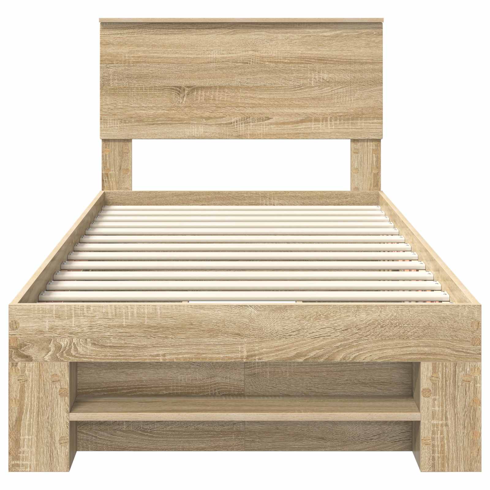Bedframe met hoofdeinde Sonoma Eiken 90 x 200 cm Bewerkt hout – afbeelding 8