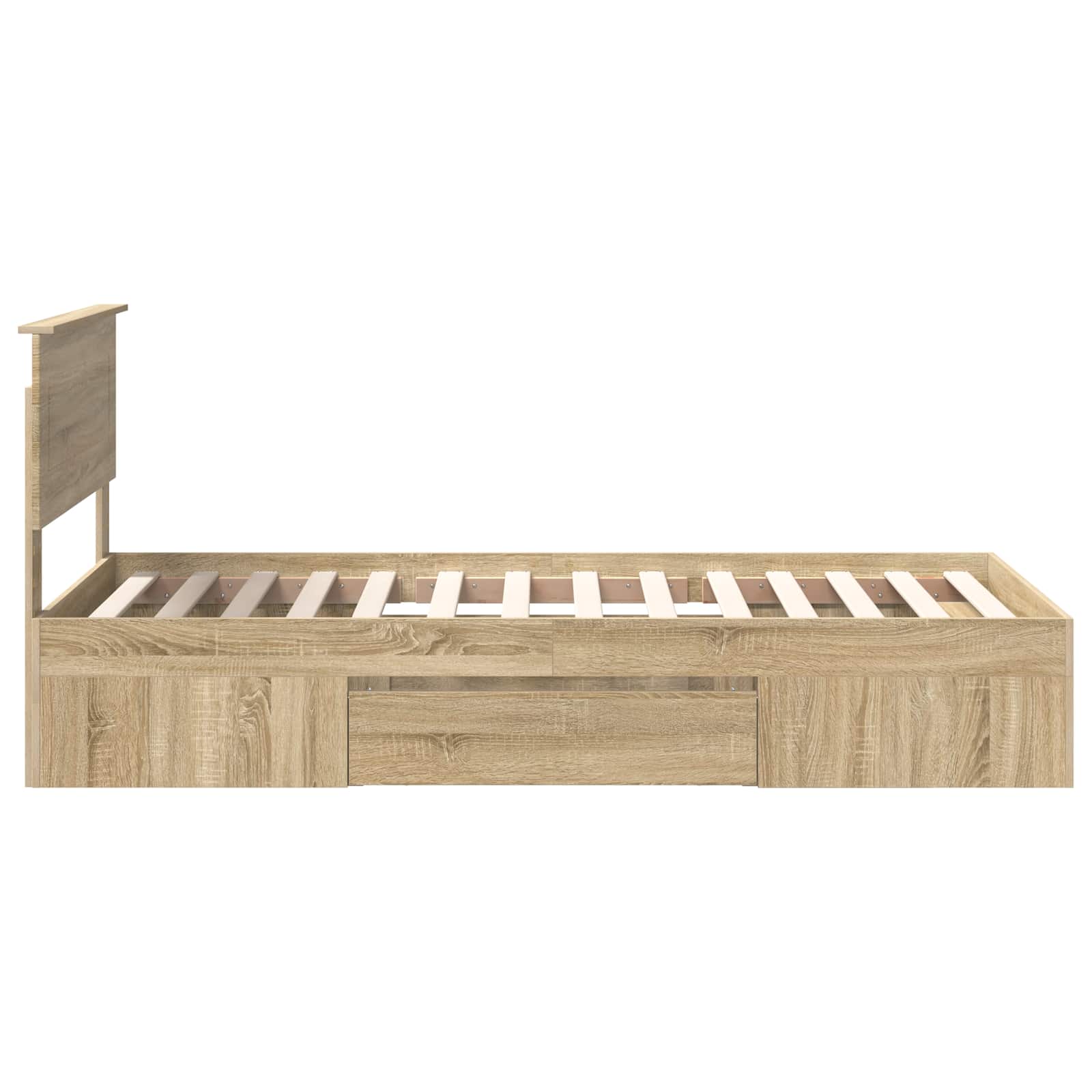 Bedframe met hoofdeinde Sonoma Eiken 90 x 200 cm Bewerkt hout – afbeelding 9