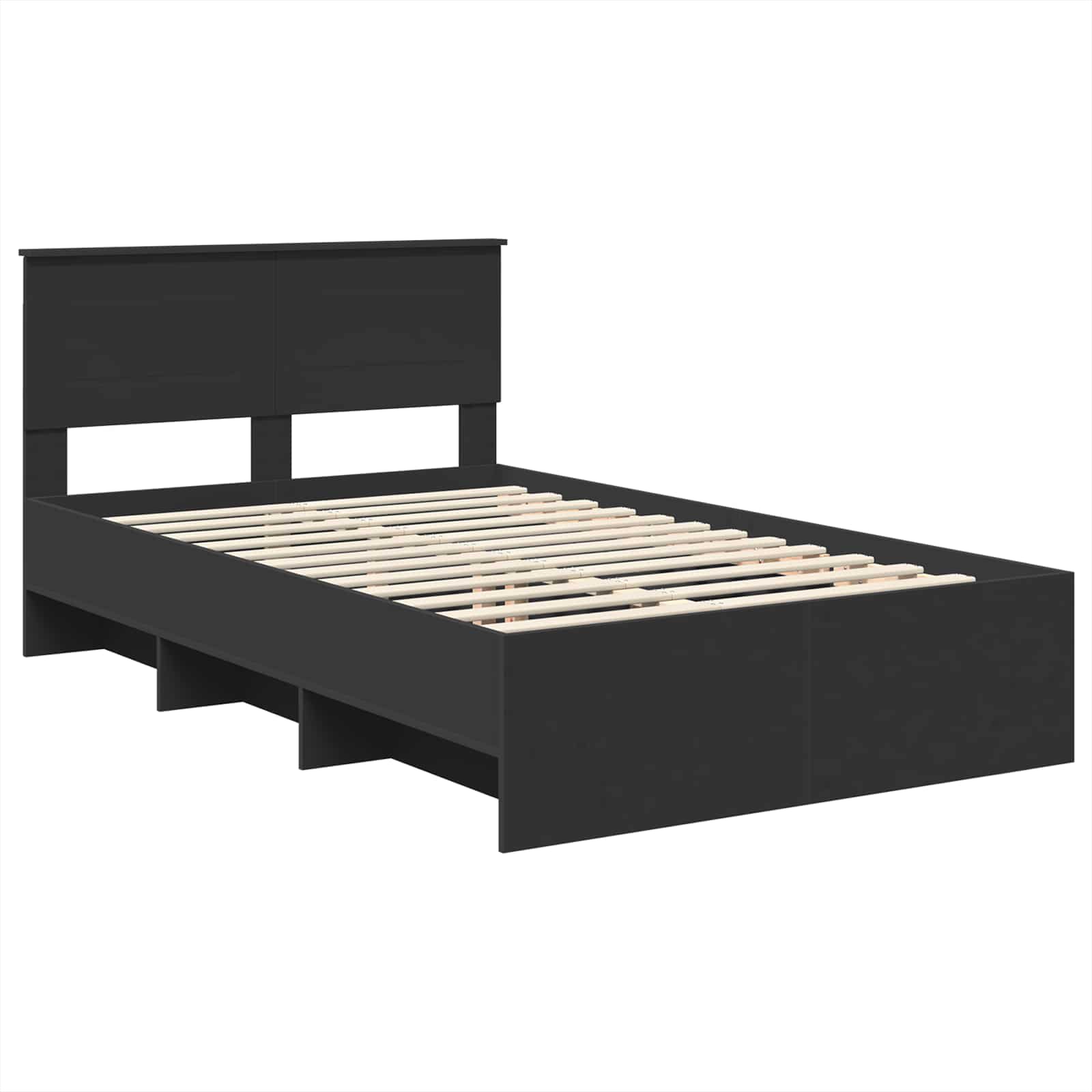 Bedframe met hoofdeinde Zwart 120 x 123 cm Bewerkt hout – afbeelding 4