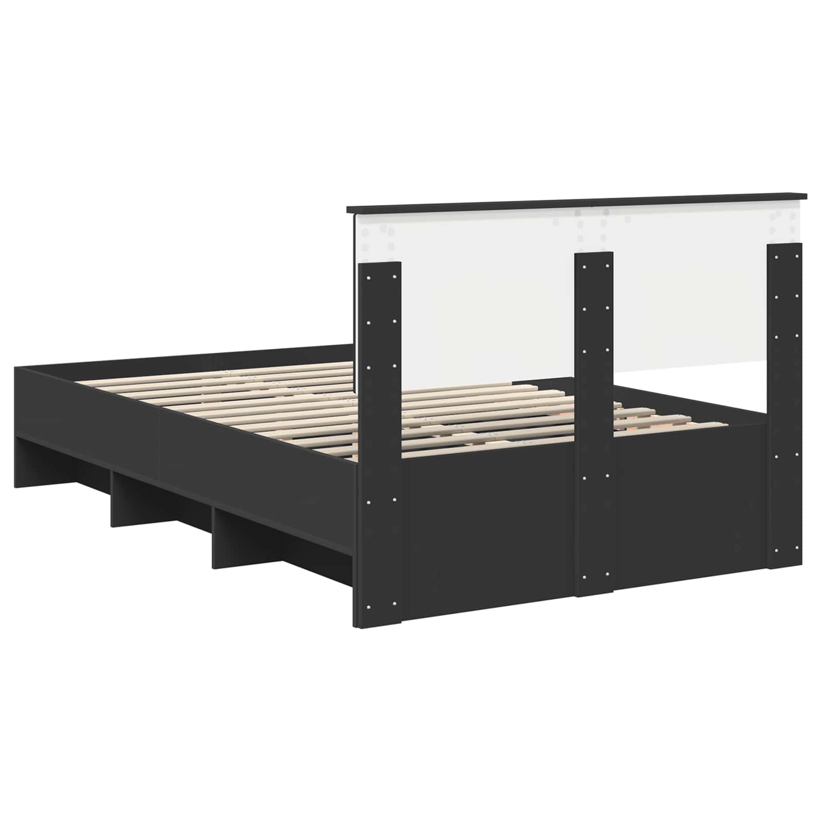 Bedframe met hoofdeinde Zwart 120 x 123 cm Bewerkt hout – afbeelding 9