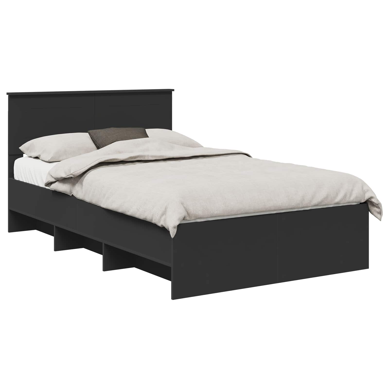 Bedframe met hoofdeinde Zwart 120 x 123 cm Bewerkt hout – afbeelding 2