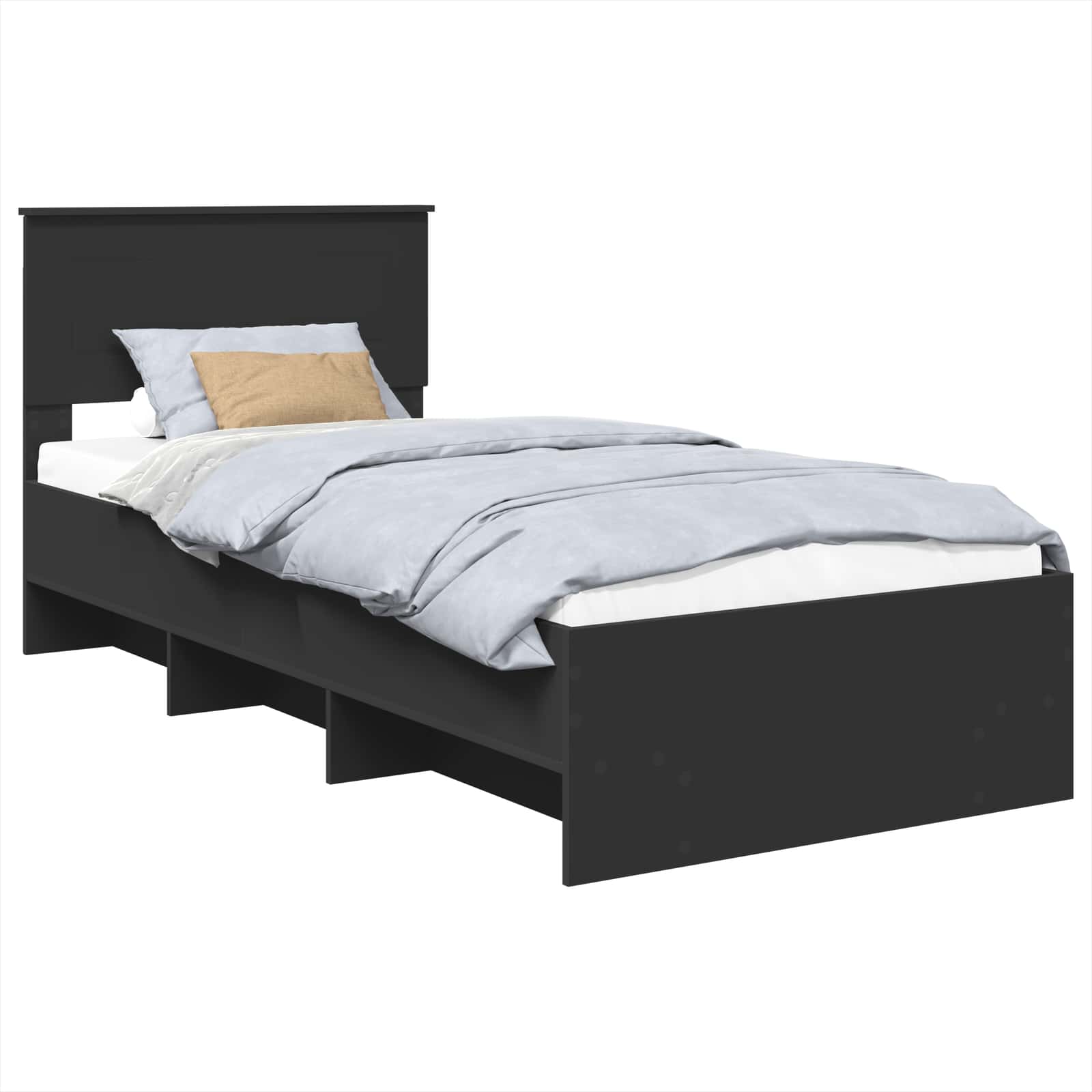 Bedframe met hoofdeinde Zwart 90 x 200 cm Bewerkt hout – afbeelding 2