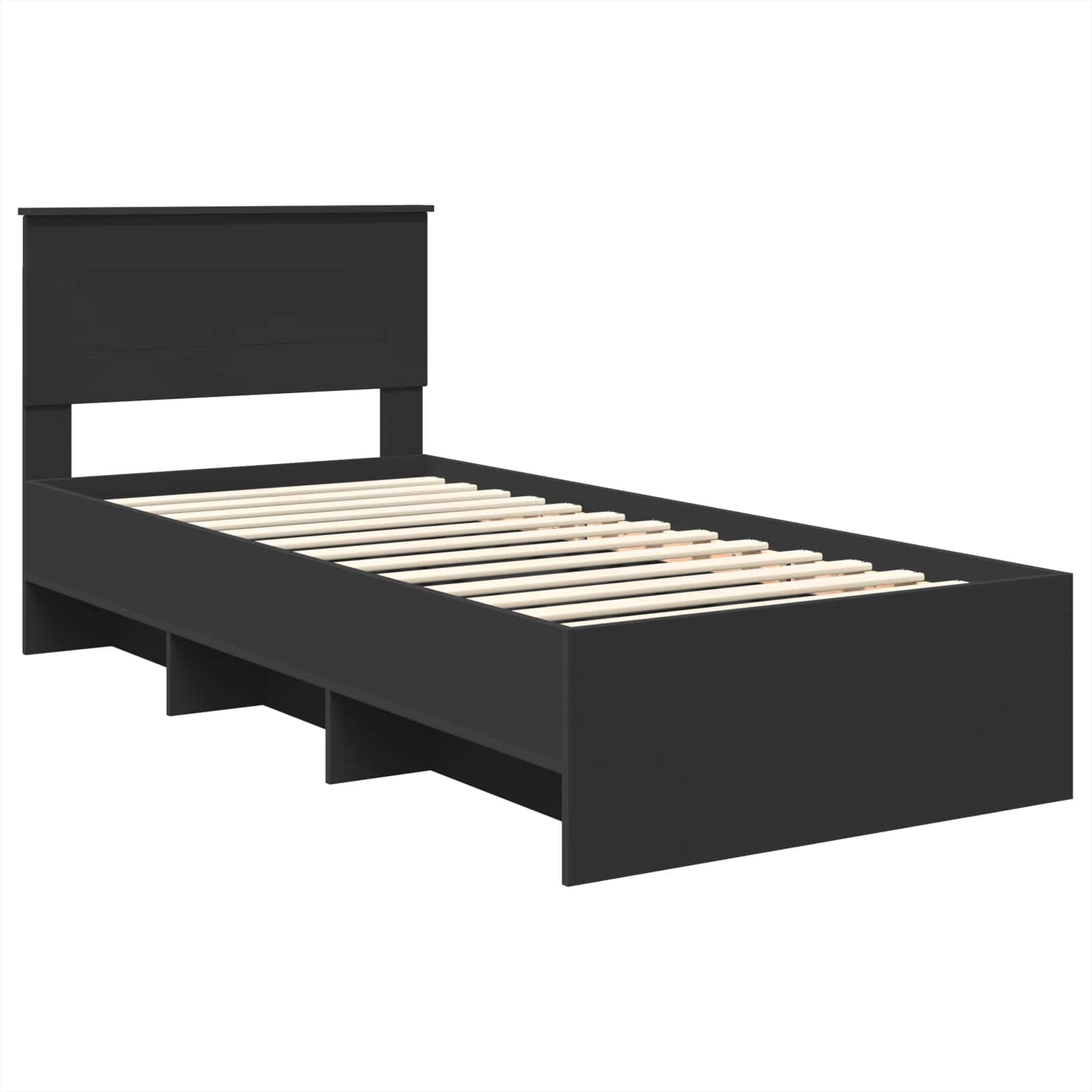 Bedframe met hoofdeinde Zwart 90 x 200 cm Bewerkt hout – afbeelding 4